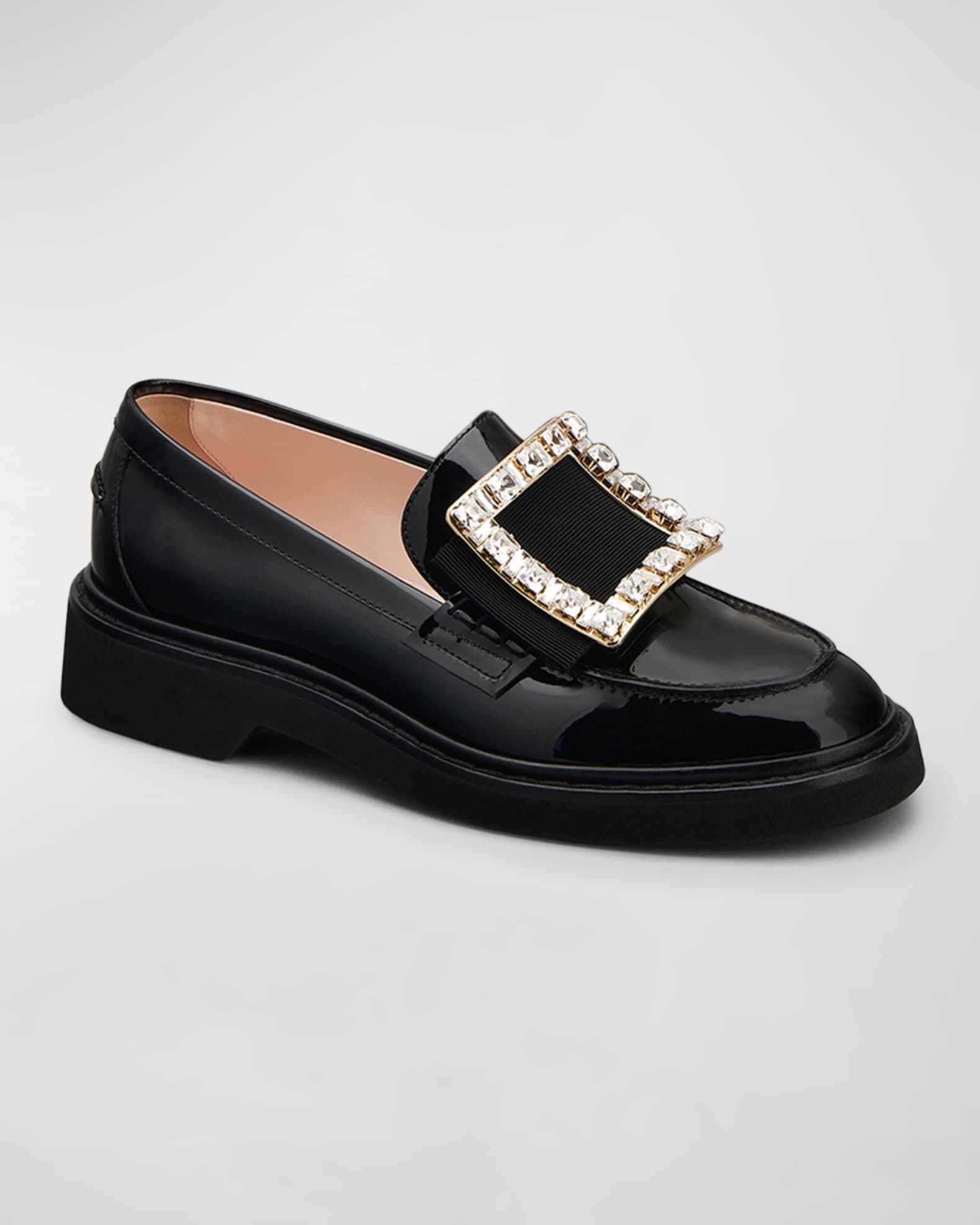 Viv Ranger Patent Crystal-Buckle Loafers 1