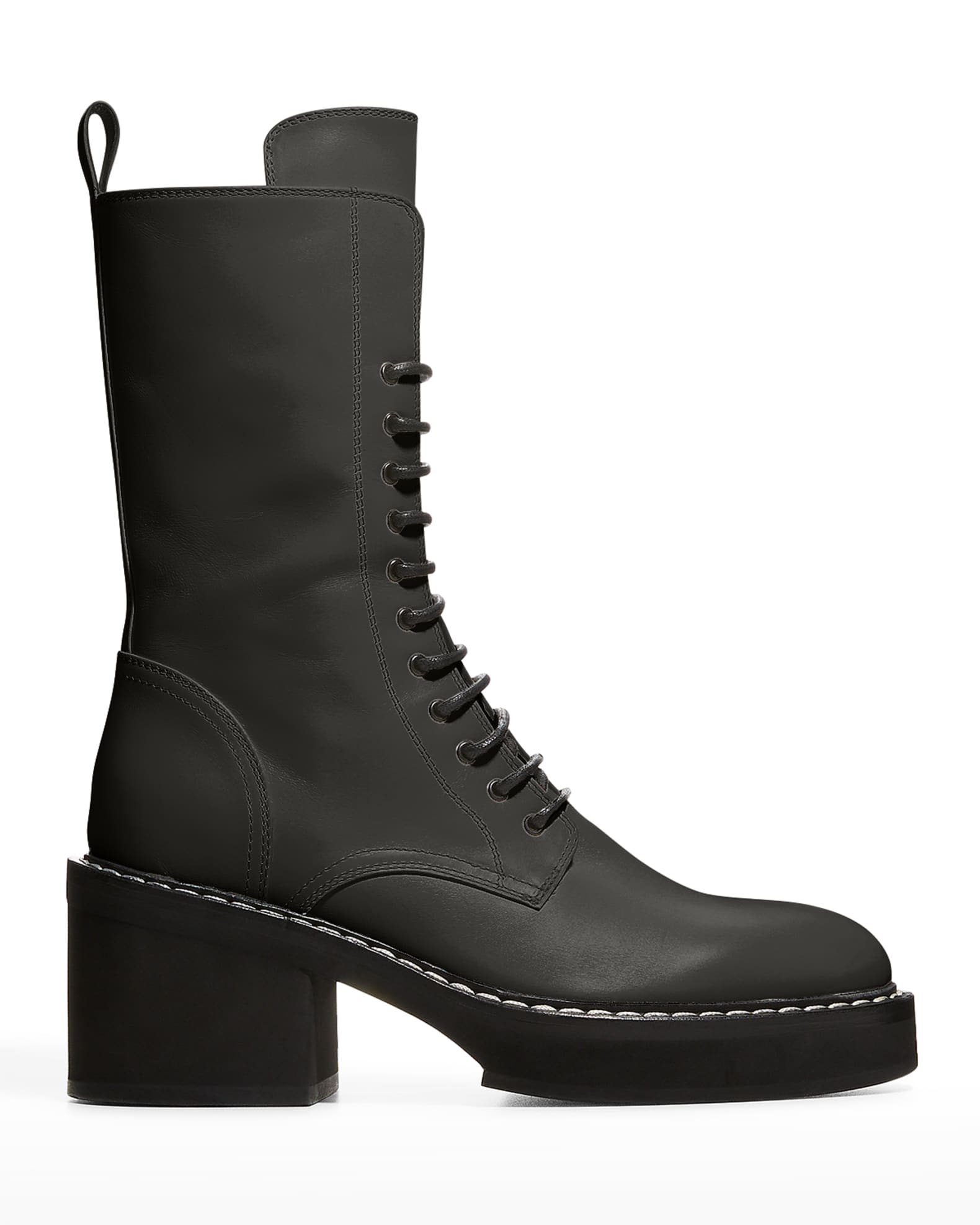 Khaite Cody Tall Calfskin Combat Boots | Neiman Marcus