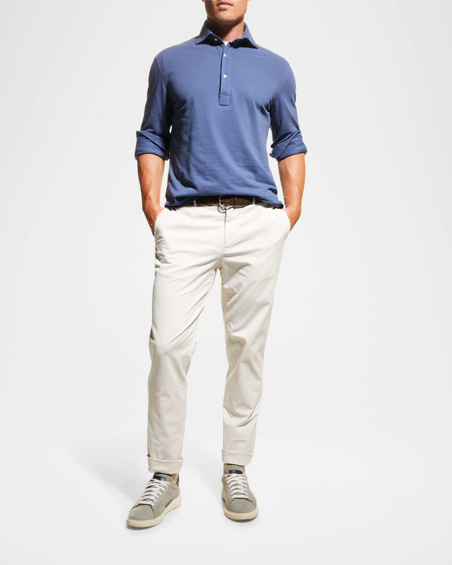 BRUNELLO CUCINELLI チノパンツ ニーパッチ 54 イタリア製 Men's American Pima Italian-Fit Chino Trousers | Neiman Marcus