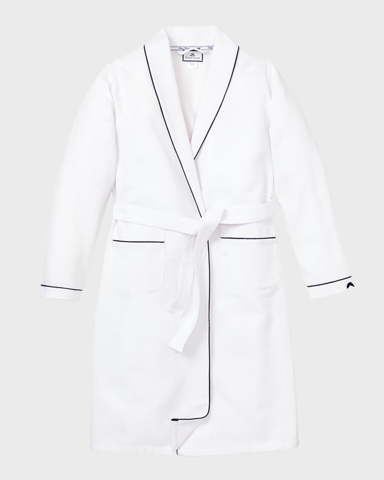 Petite Plume Men's Solid Robe w/ Contrast Piping | Neiman Marcus