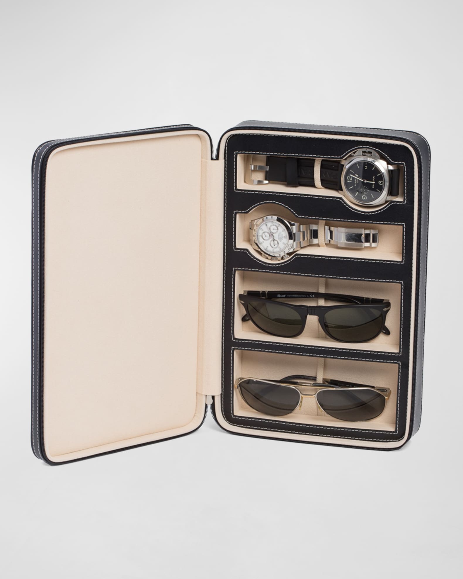 Bey-Berk Leather Watch & Sunglasses Storage Case