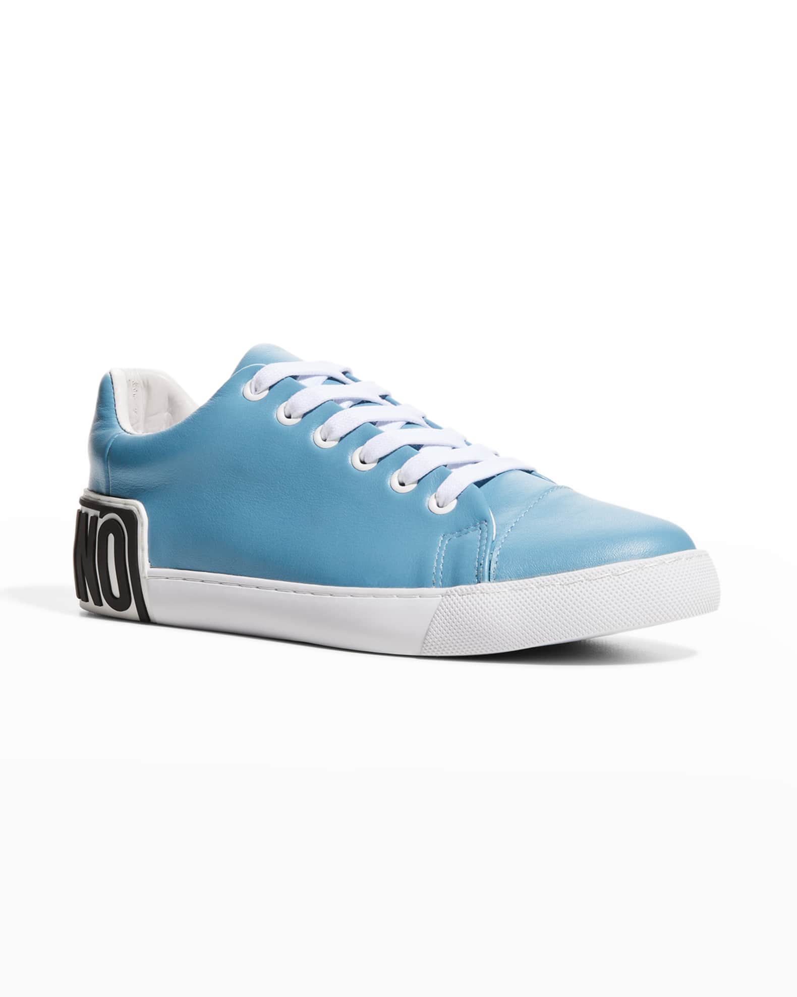 Moschino Men's Logo LowTop Sneakers, Light Blue Neiman Marcus