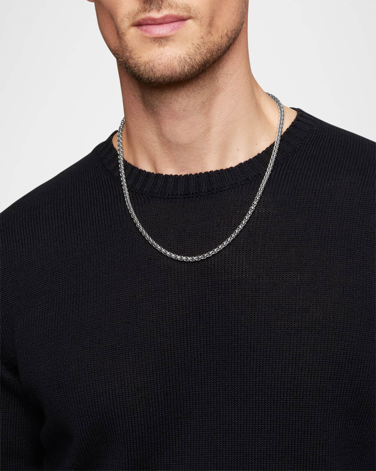 4mm Men's Wheat Chain Necklace in Silver 1