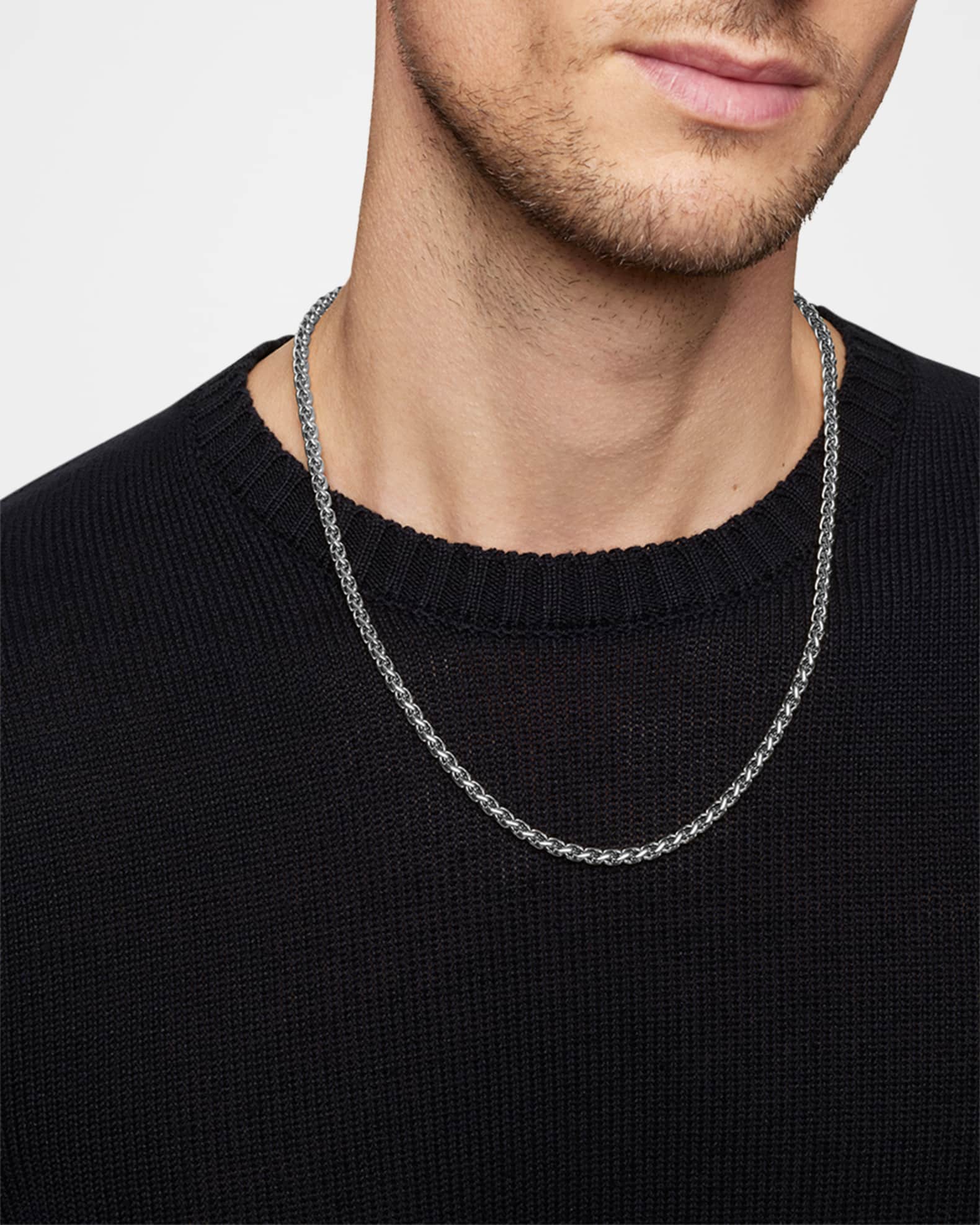 David Yurman Men's Wheat Chain Necklace in Silver/4mm | Neiman Marcus