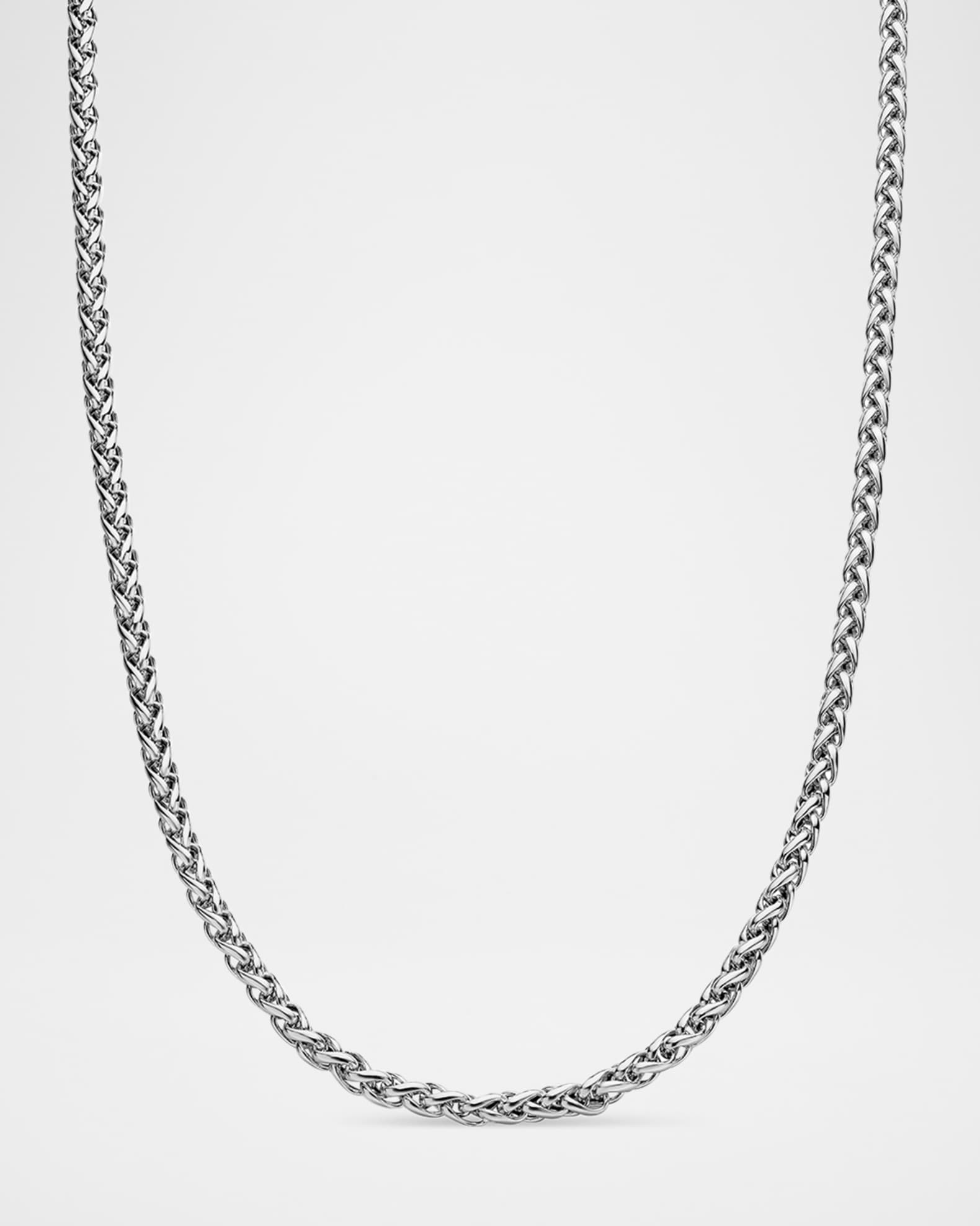 4mm Men's Wheat Chain Necklace in Silver 0