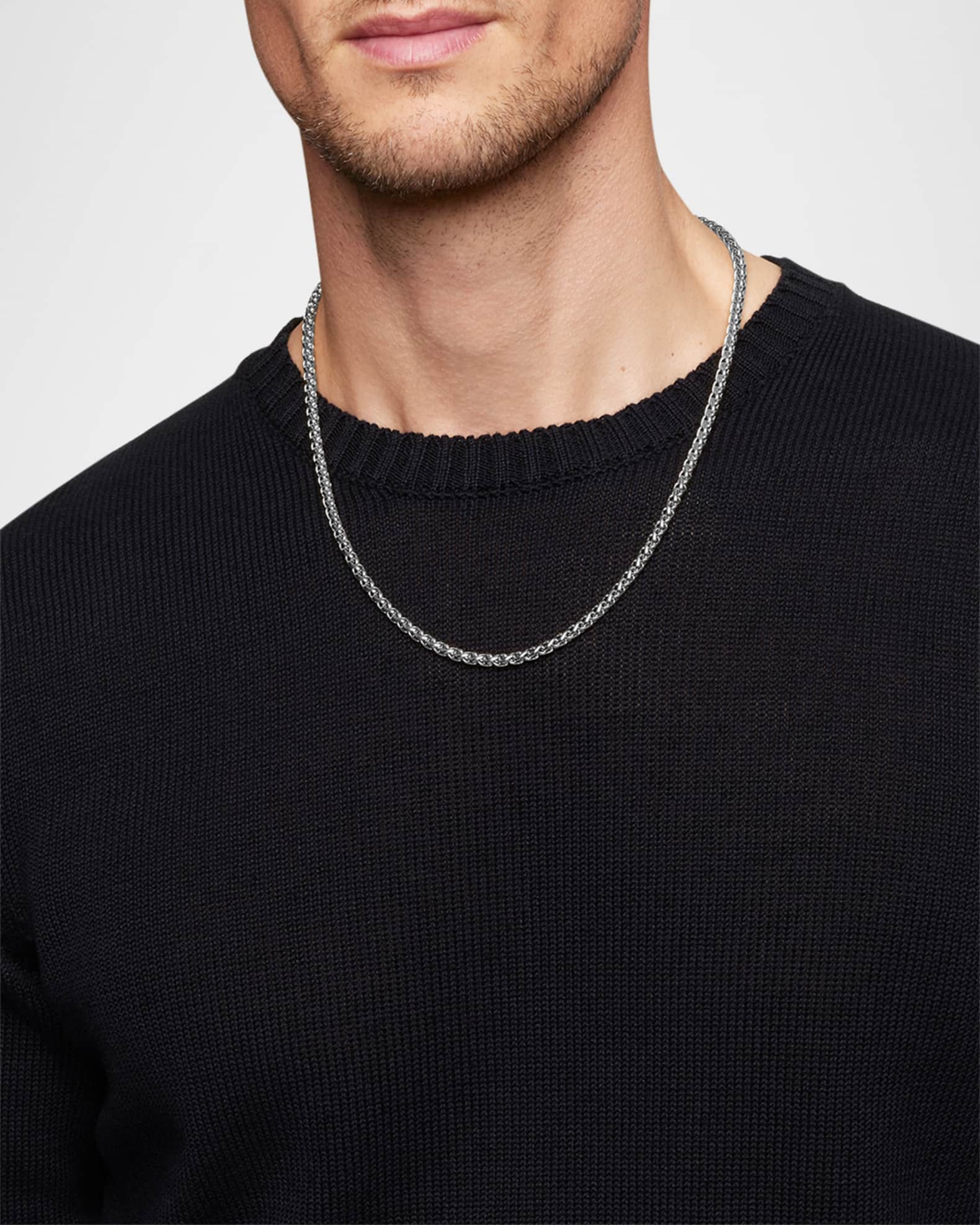 4mm Men's Wheat Chain Necklace in Silver 1