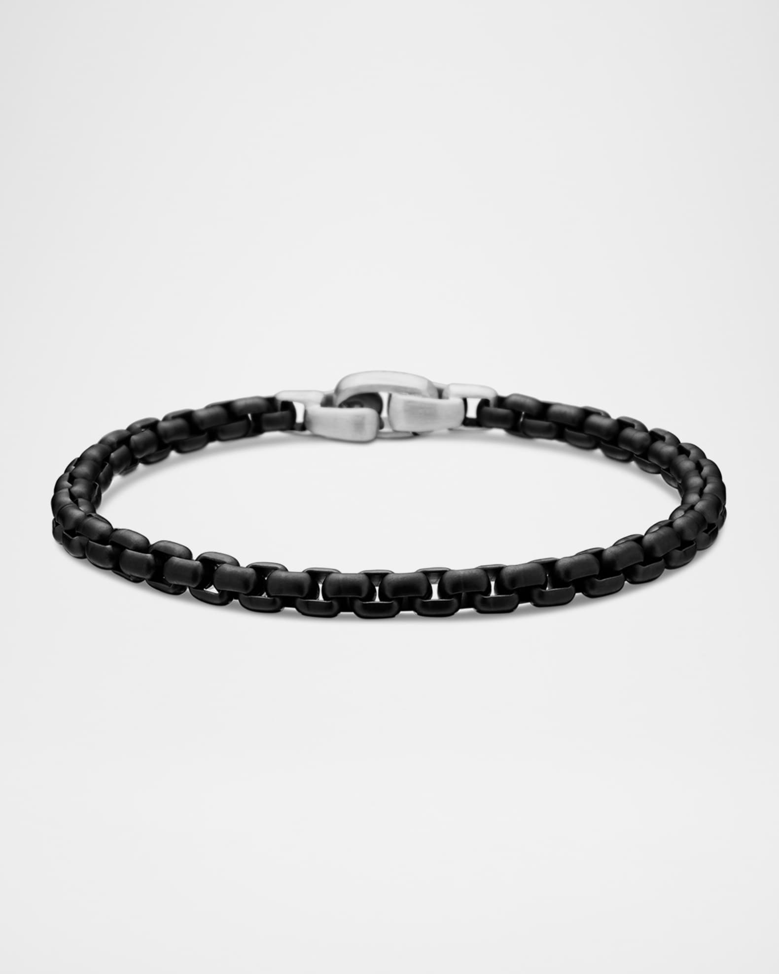 Men's Box Chain Bracelet in Darkened Silver, 5mm 0