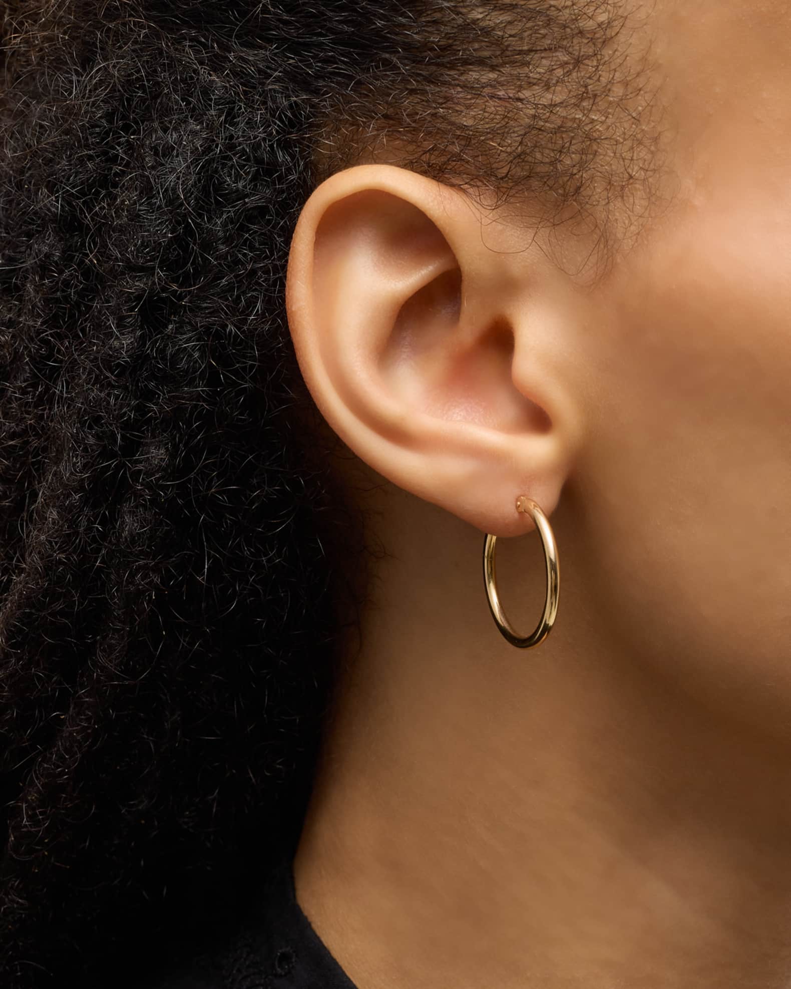 18K Gold Round Hoop Earrings, 25mm 1