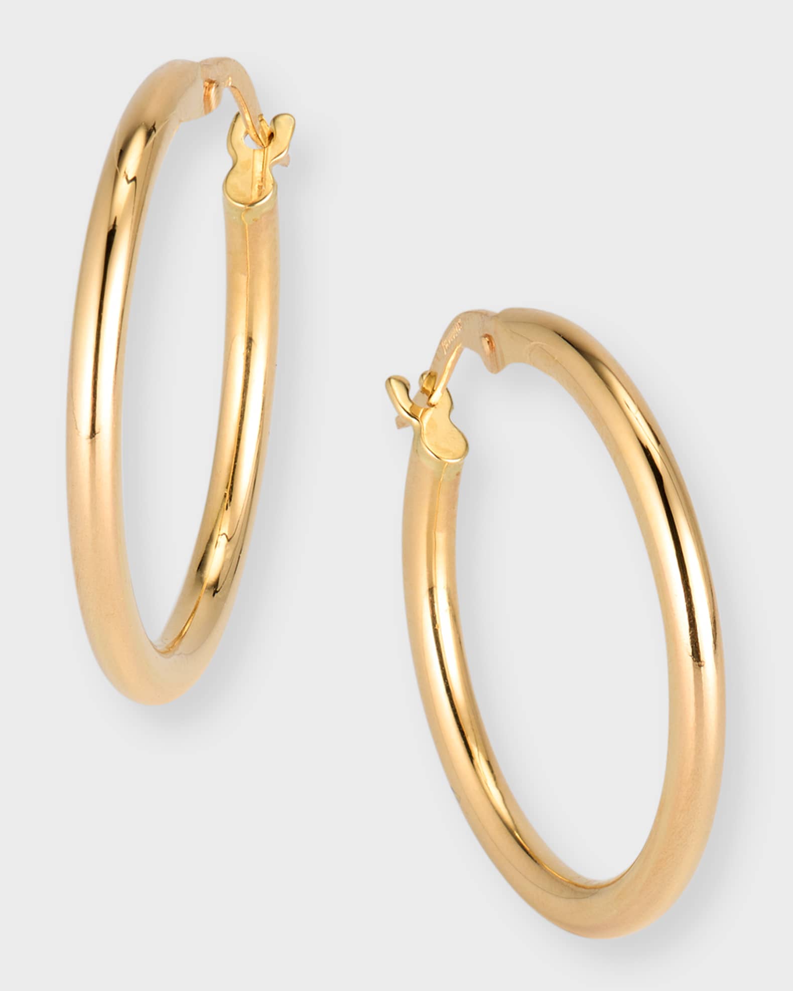 Roberto Coin 18K Gold Round Hoop Earrings, 25mm | Neiman Marcus