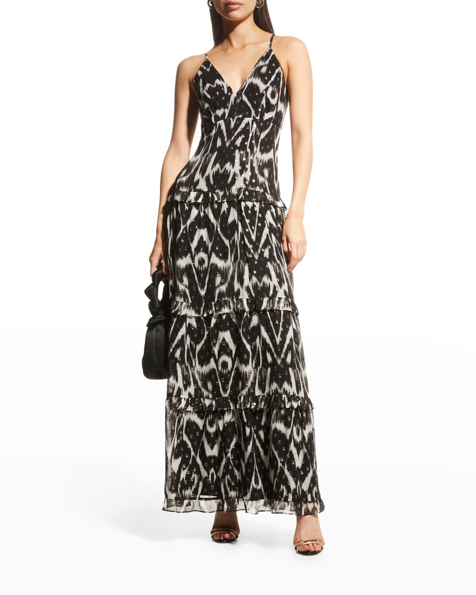 Nicole Miller Ikat Metallic Sleeveless Maxi Dress | Neiman Marcus
