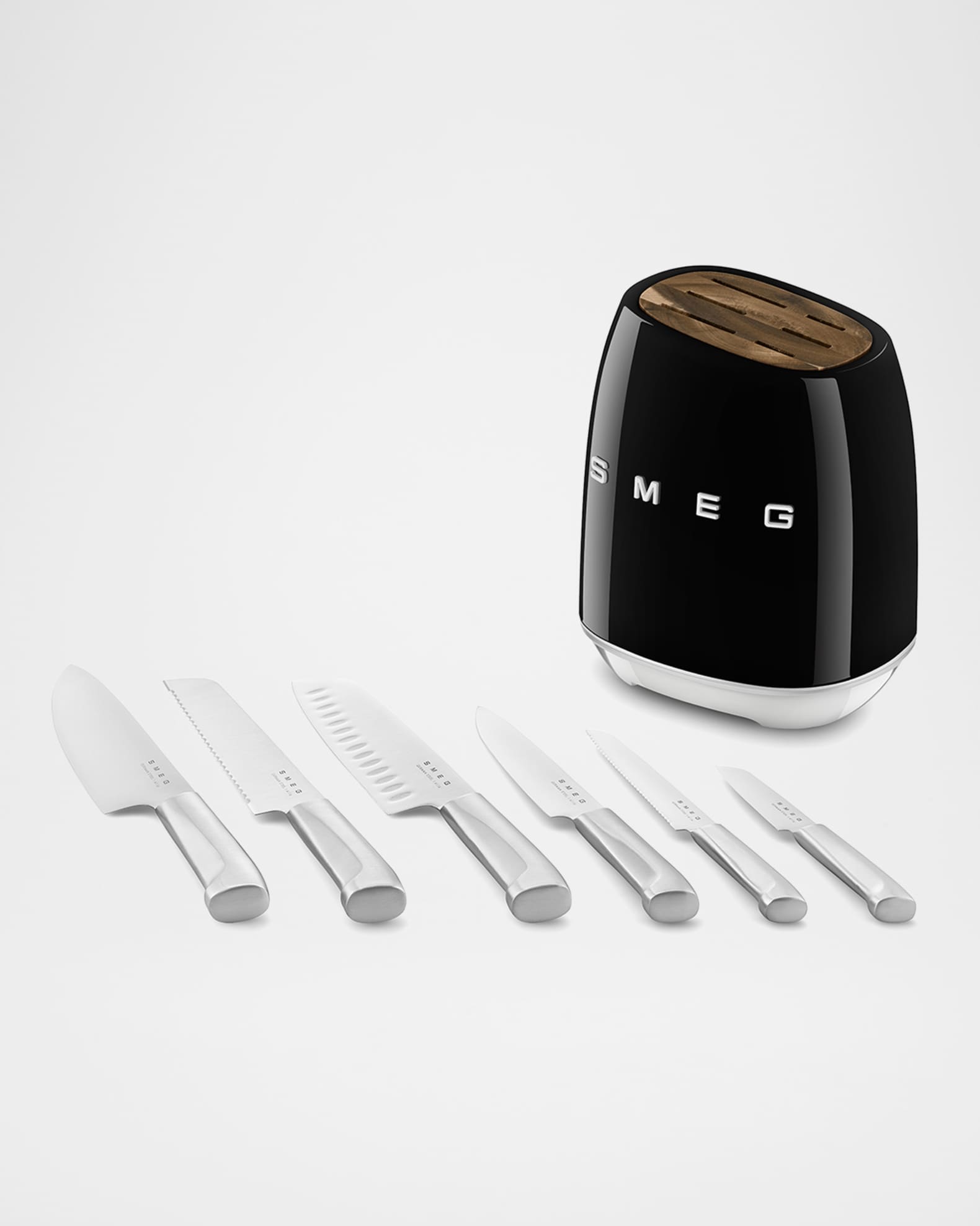 Smeg 7Piece Knife Block Set, Pastel Blue Neiman Marcus