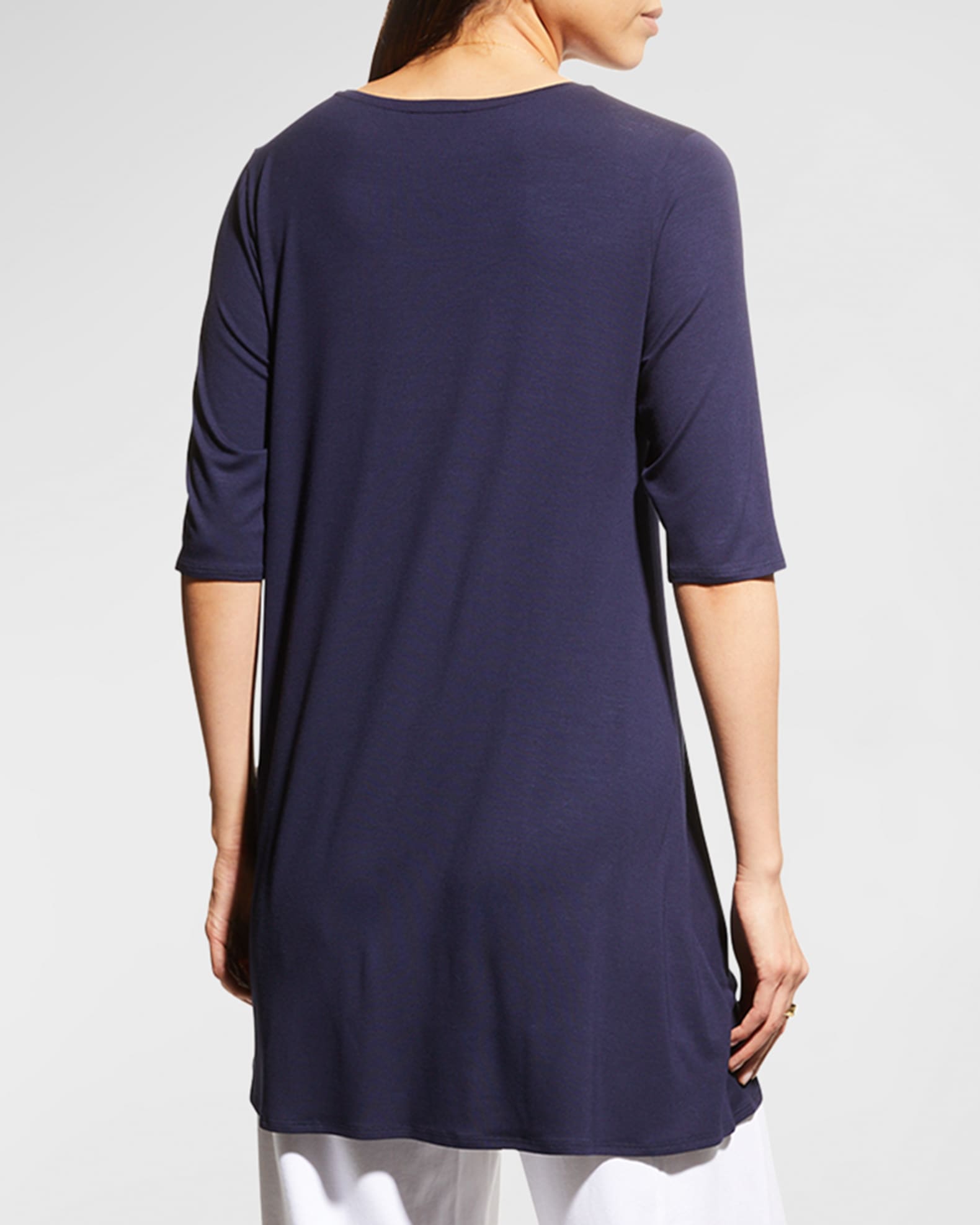 Eileen Fisher V Neck Elbow Sleeve Viscose Jersey Tunic Neiman Marcus