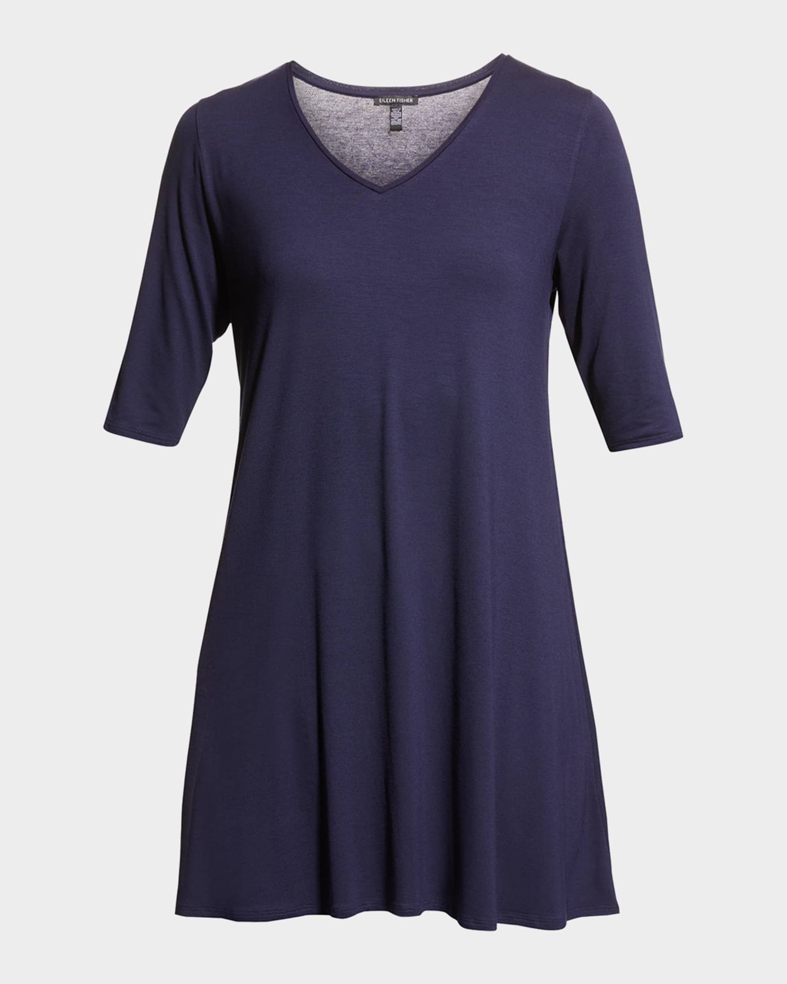 V Neck Elbow Sleeve Viscose Jersey Tunic