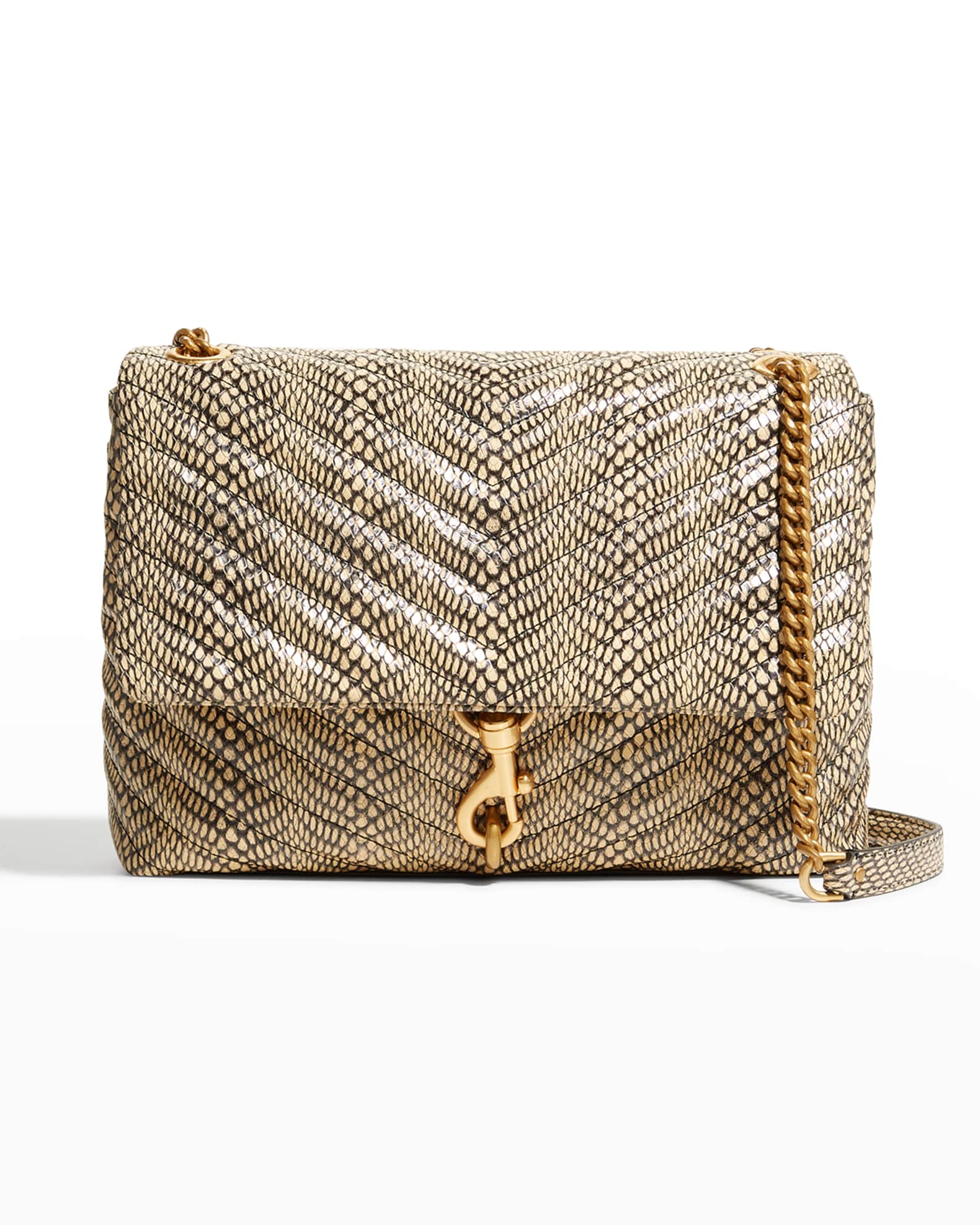 Rebecca Minkoff Edie Quilted SnakePrint Flap Shoulder Bag Neiman Marcus