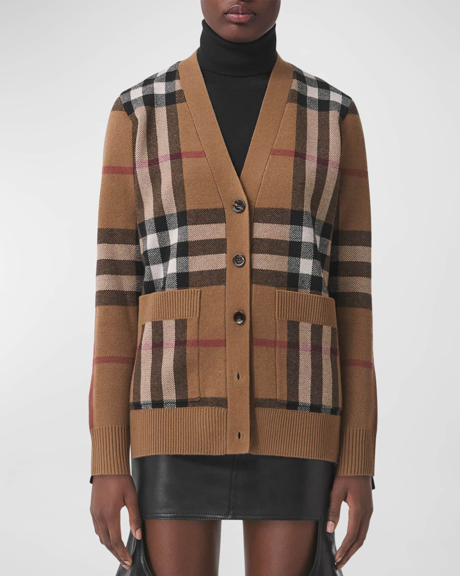 Burberry Willah Check Oversized Cardigan | Neiman Marcus