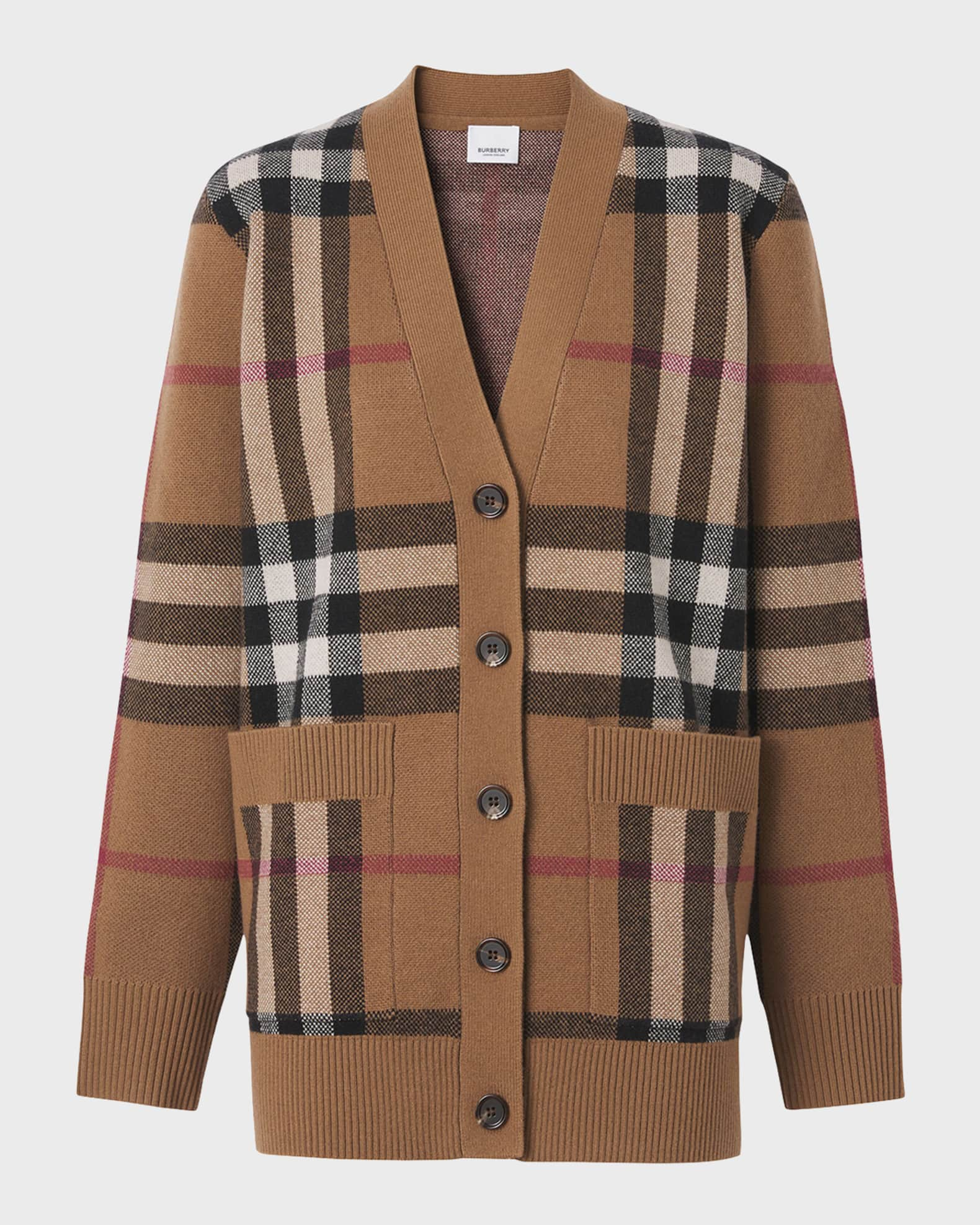 Burberry Willah Check Oversized Cardigan | Neiman Marcus