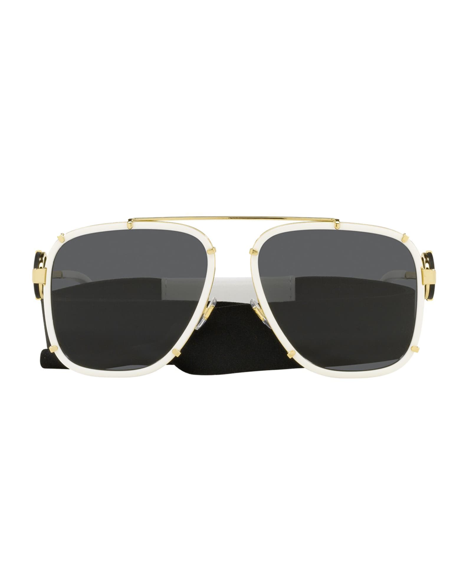 Versace Medusa Metal Aviator Sunglasses White Neiman Marcus 