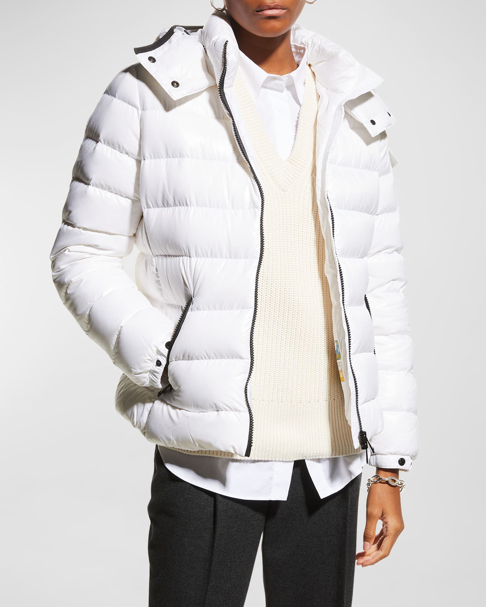 Moncler Bady Hooded Short Down Jacket | Neiman Marcus