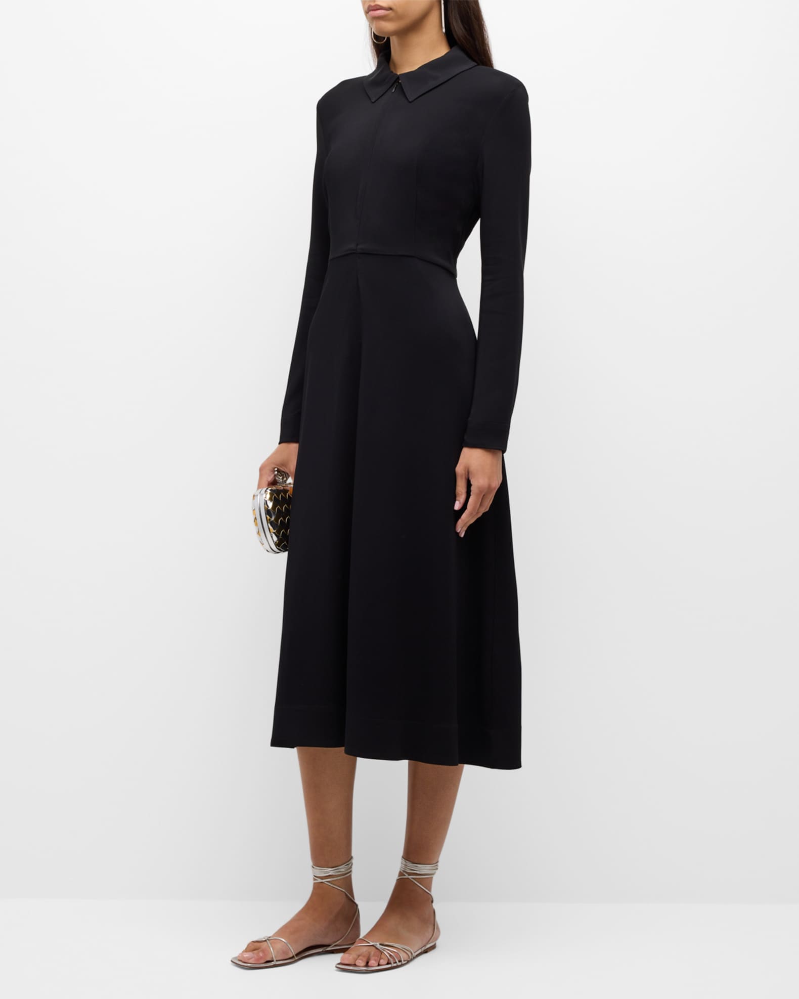 Co Long-Sleeve Midi Shirtdress | Neiman Marcus