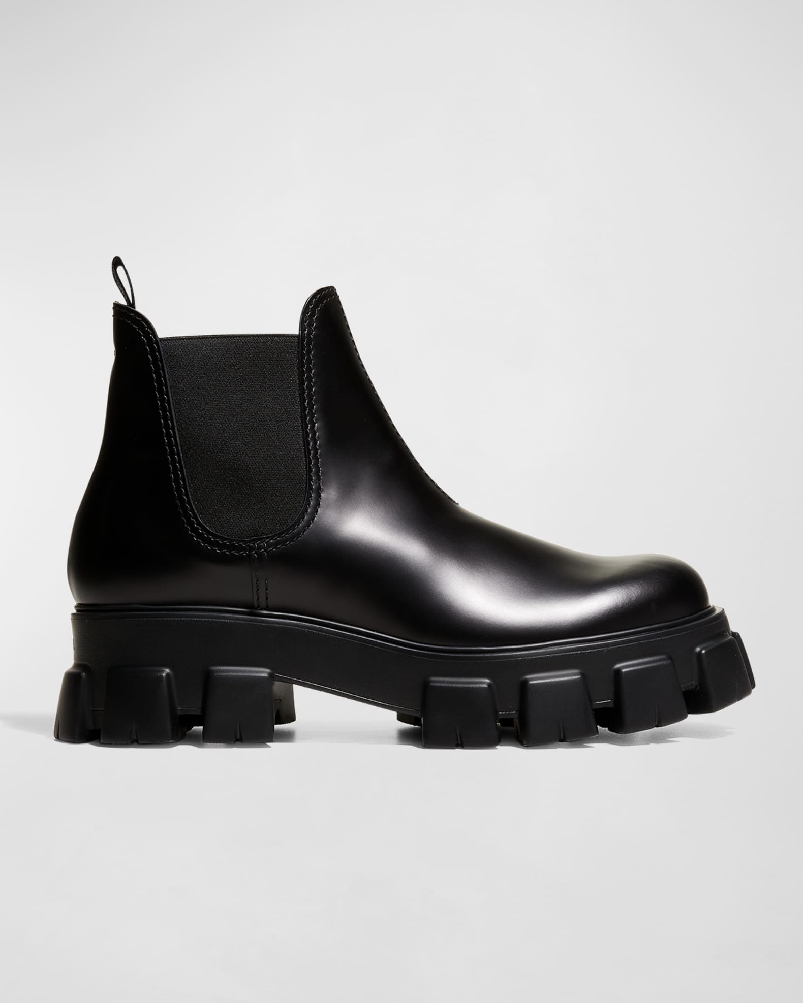 Prada Men's Monolith Brushed Leather Chelsea Boots | Neiman Marcus