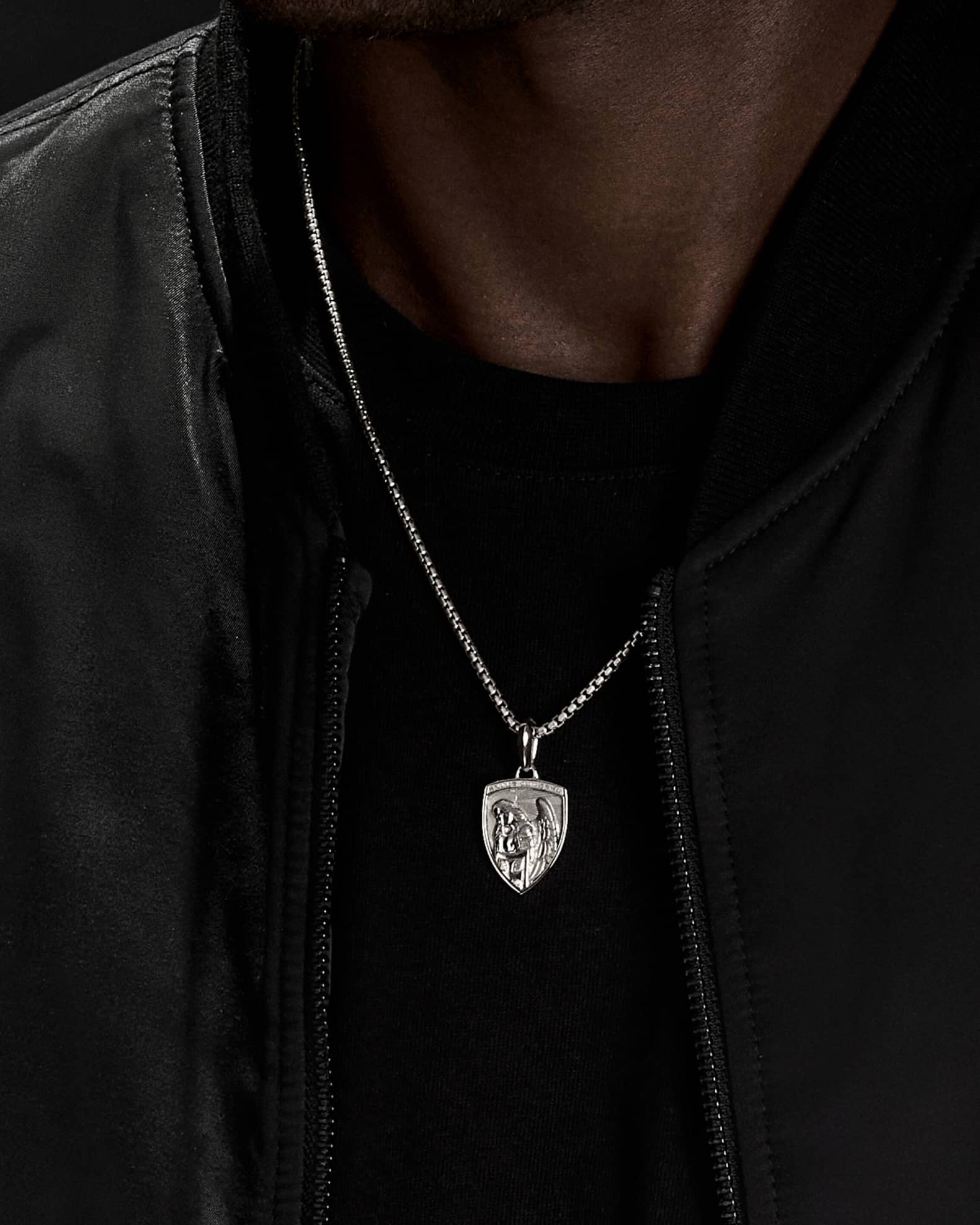 Men's St. Michael Pendant in Silver, 26mm 1