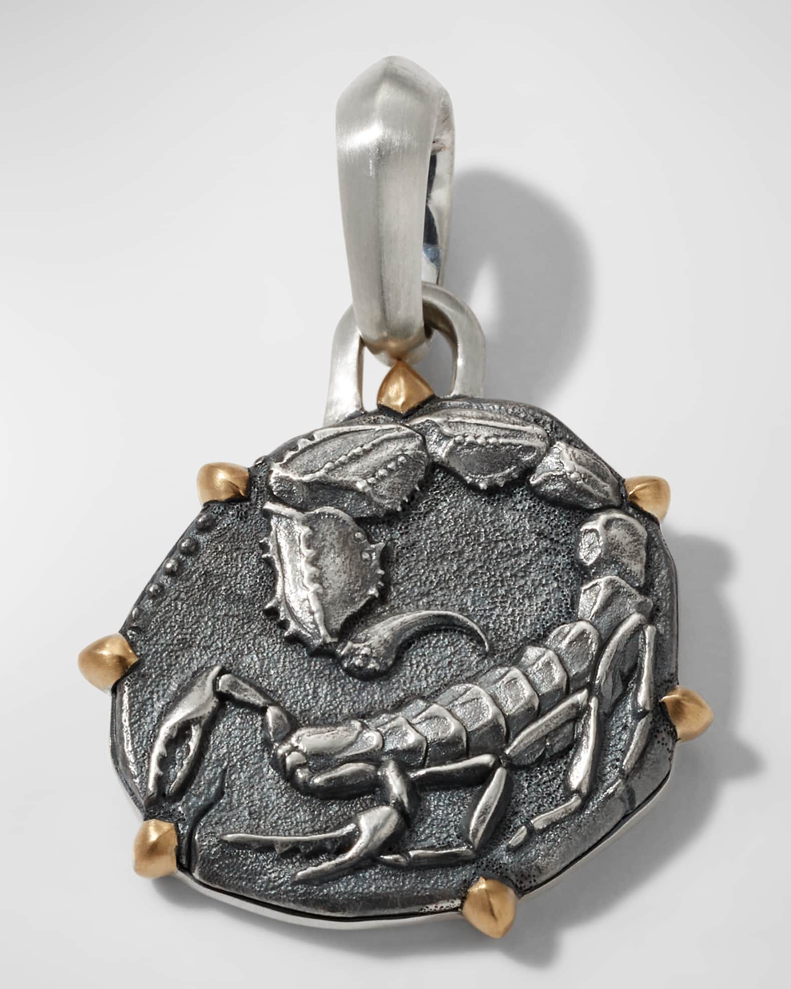 Men's Zodiac Pendant in Silver with 18K Gold, 33mm 0