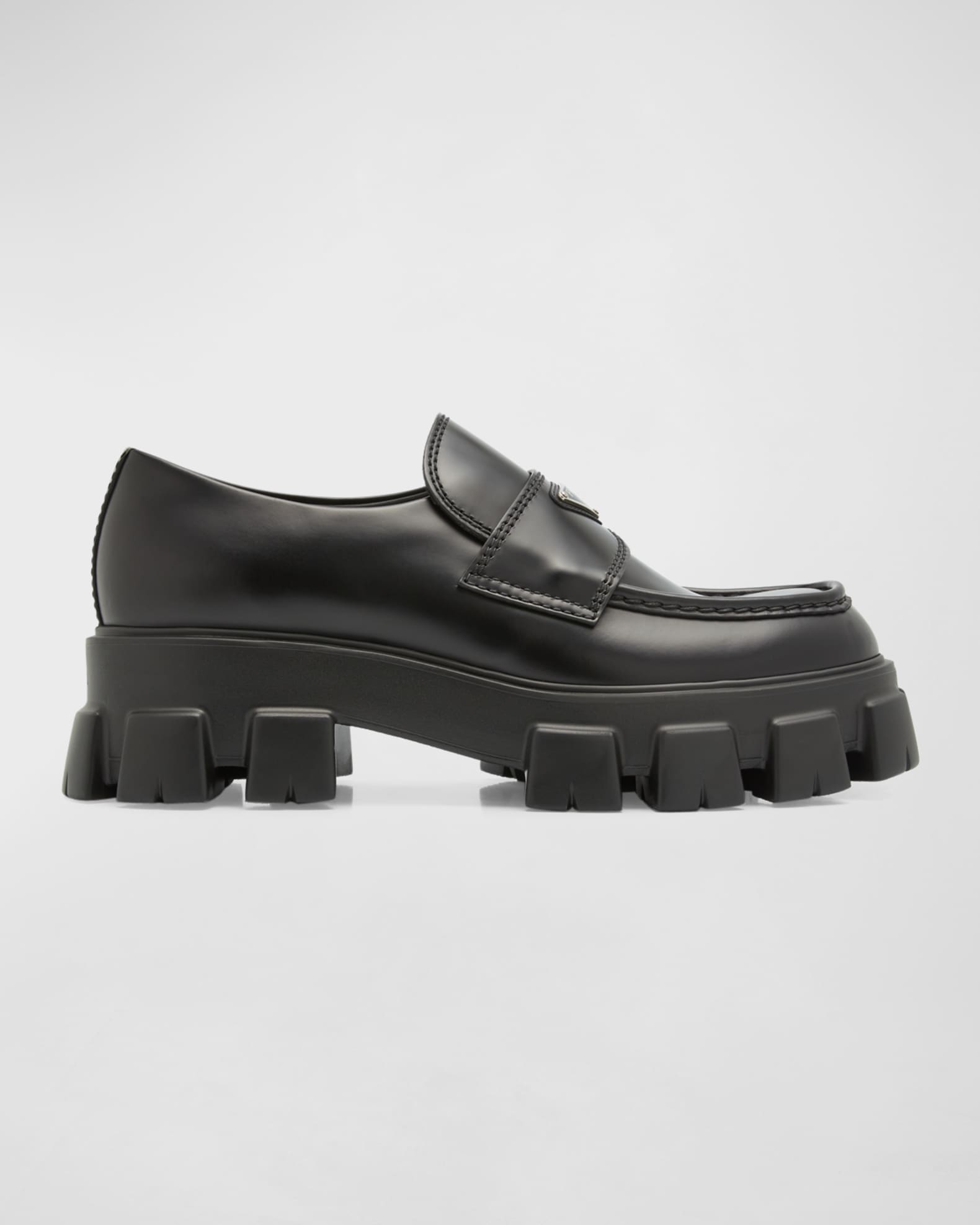 Prada Men s Monolith Lug Sole Brushed Leather Loafers Neiman Marcus