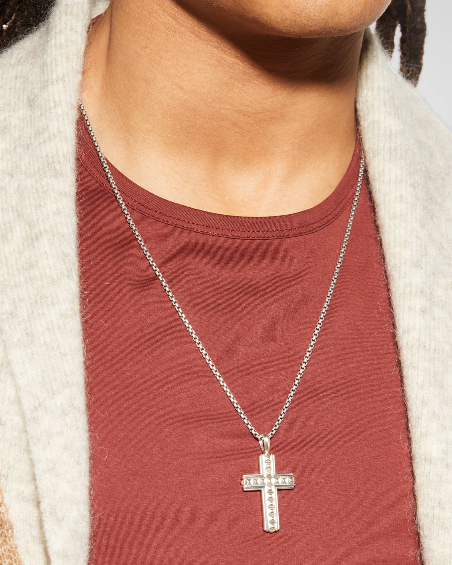 David Yurman Men s Pyramid Cross Pendant in Silver 37mm Neiman Marcus