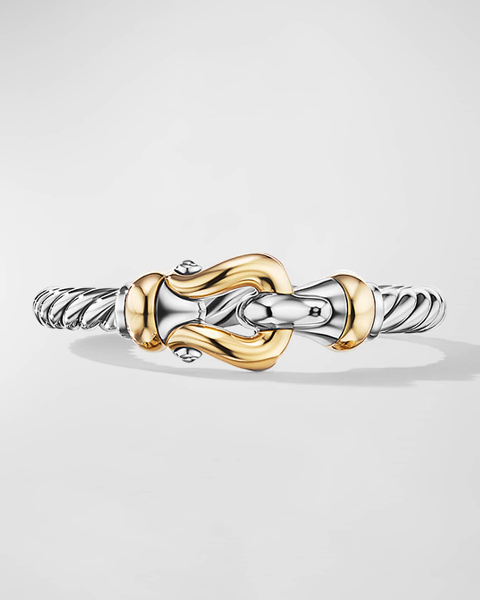 David Yurman Cable Buckle Ring in Silver with 18K Gold, 2mm