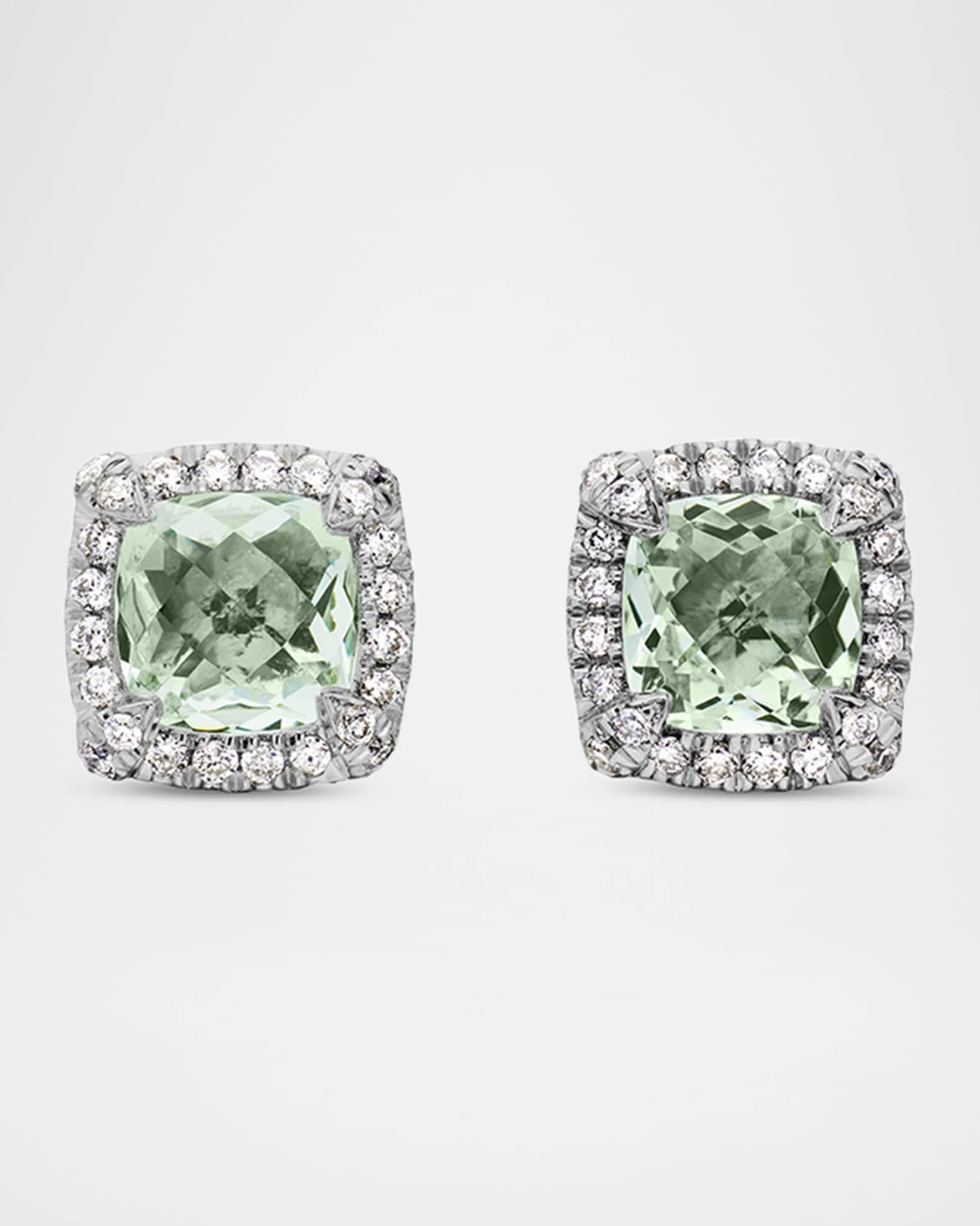 5mm Chatelaine Pavé Bezel Stud Earrings with Gemstone and Diamonds in Silver 0