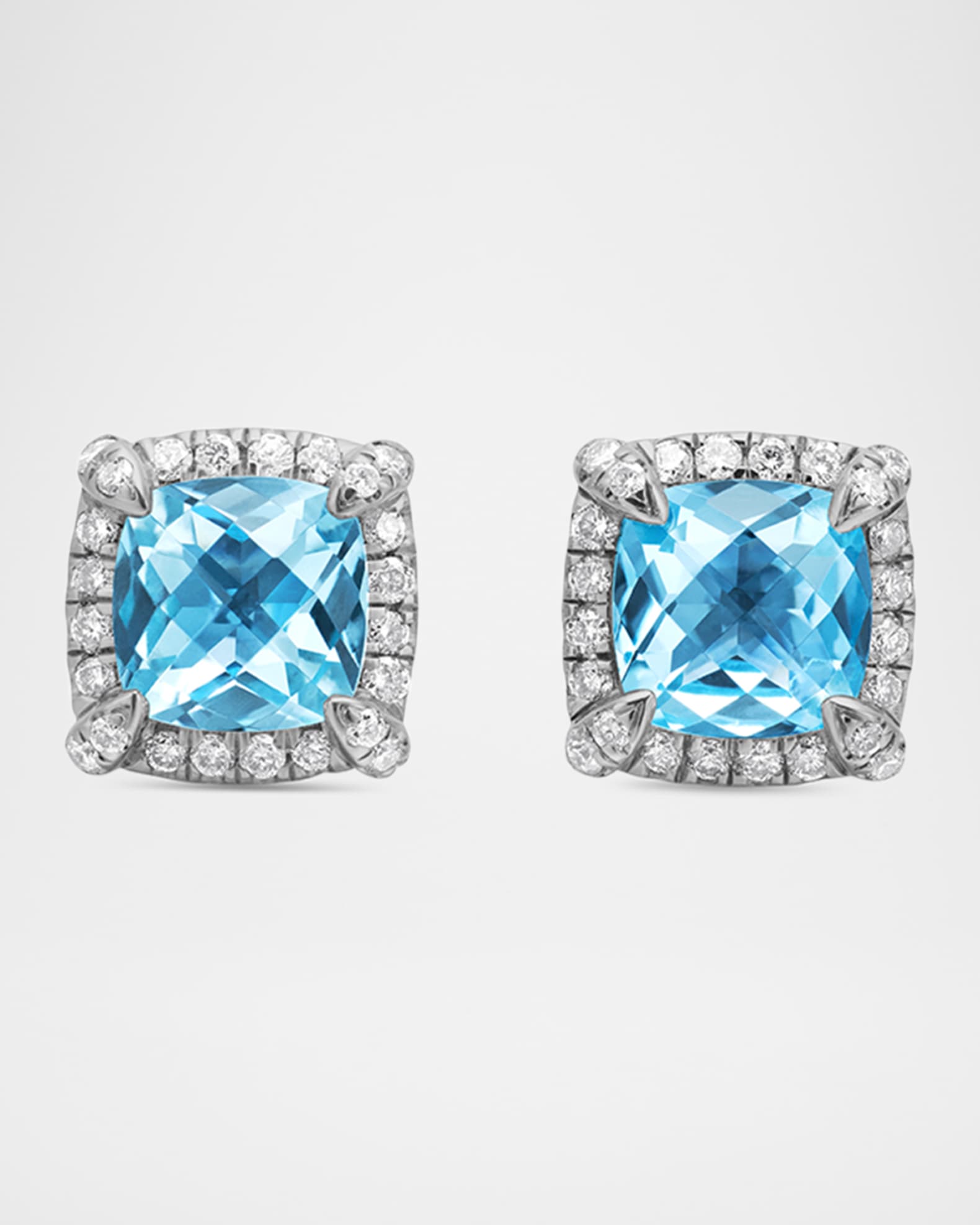 5mm Chatelaine Pavé Bezel Stud Earrings with Gemstone and Diamonds in Silver 0