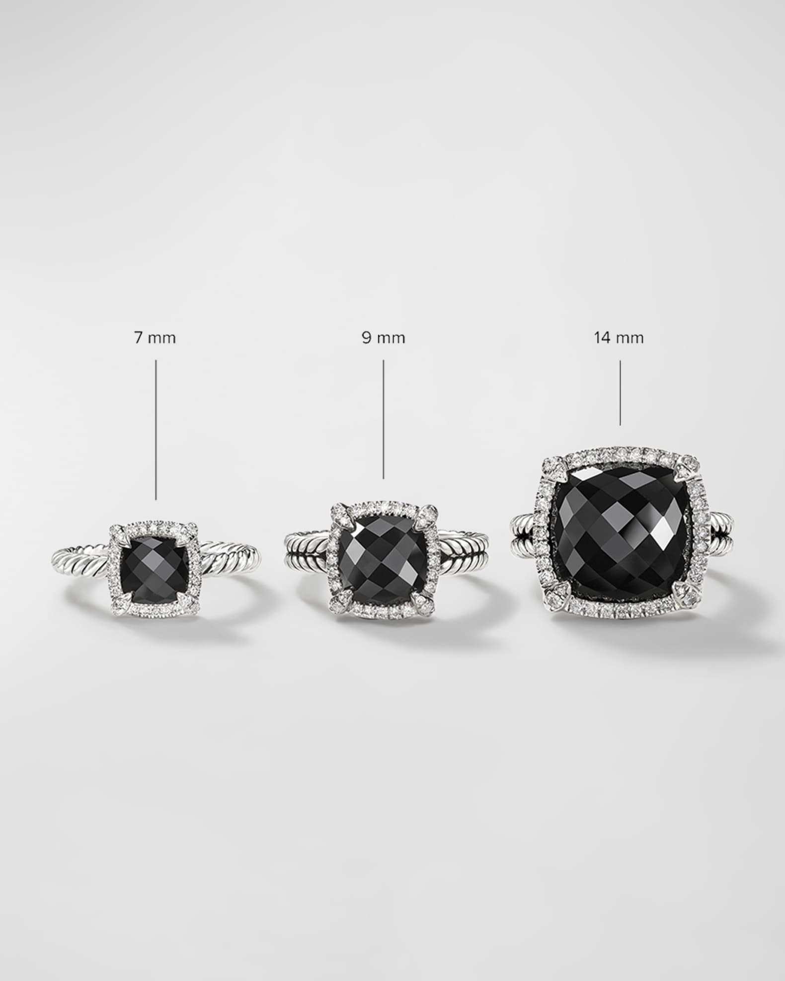 7mm Petite Chatelaine Pave Bezel Ring with Gemstone and Diamonds in Silver