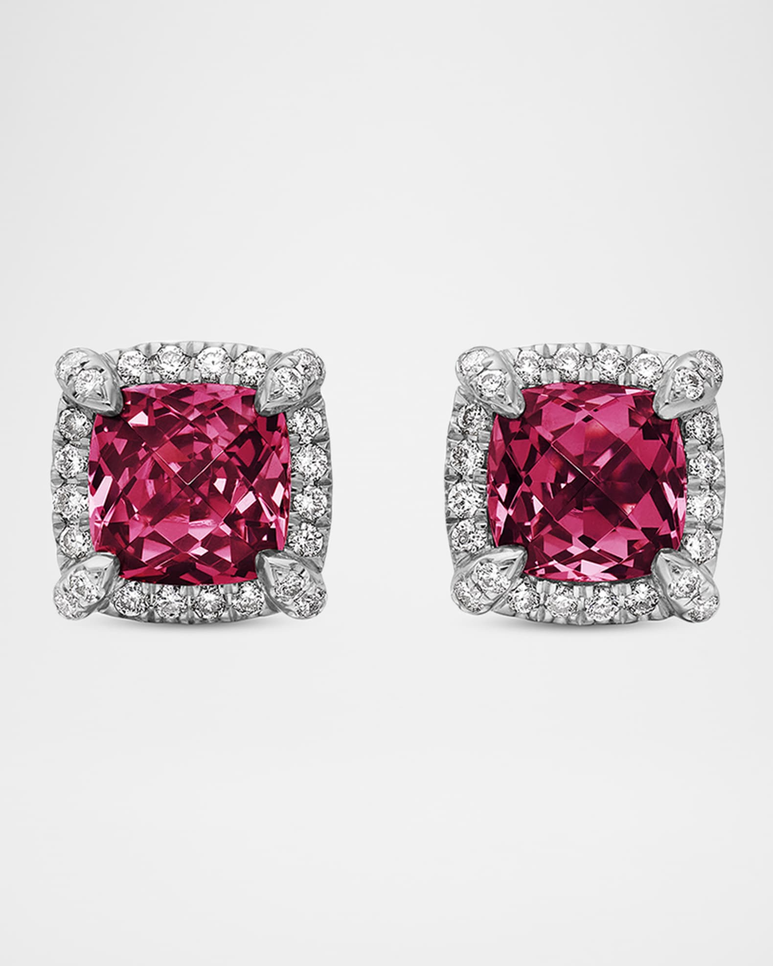 5mm Chatelaine Pavé Bezel Stud Earrings with Gemstone and Diamonds in Silver 0