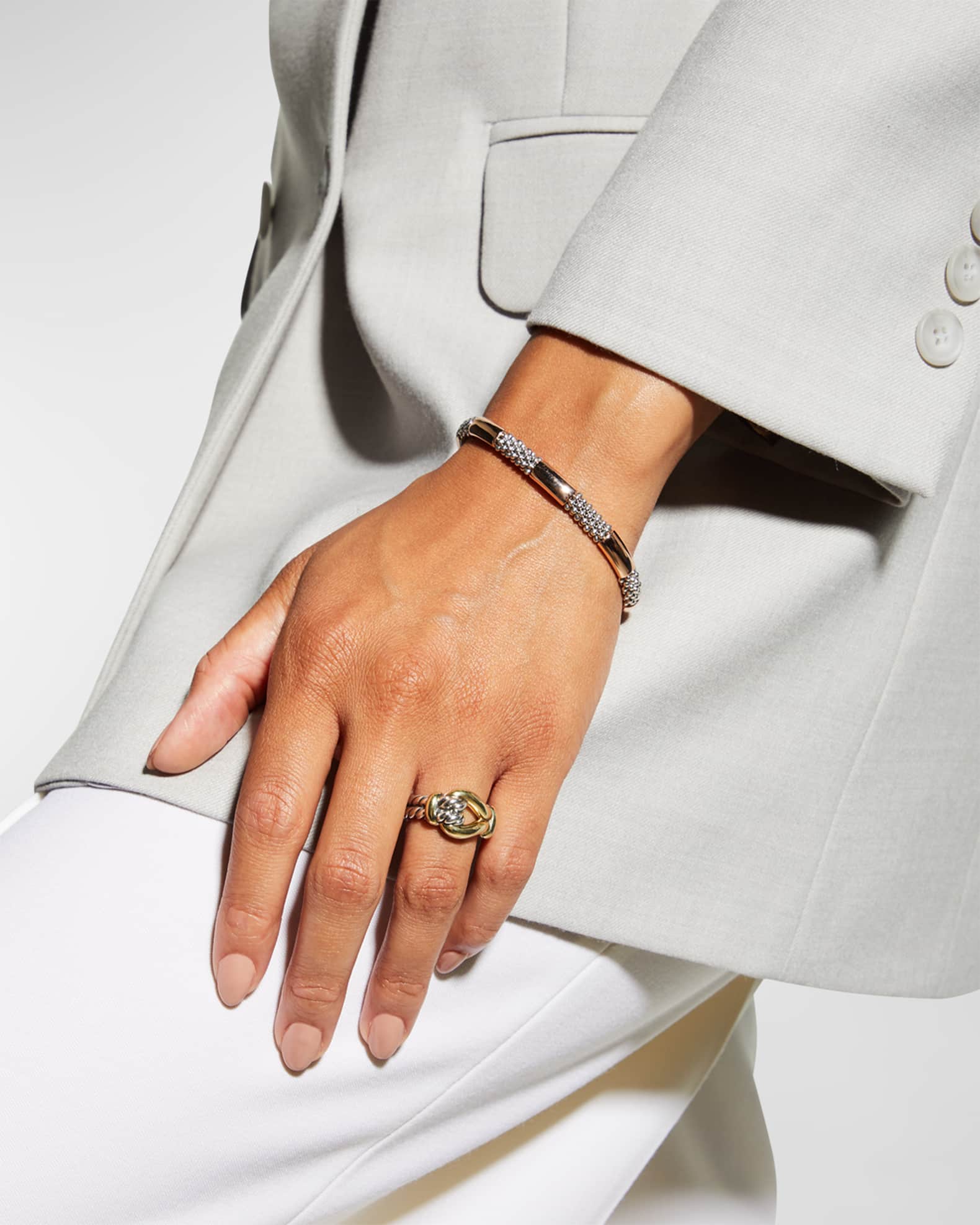 David Yurman 13mm Thoroughbred Loop Ring in Silver and 18k Gold