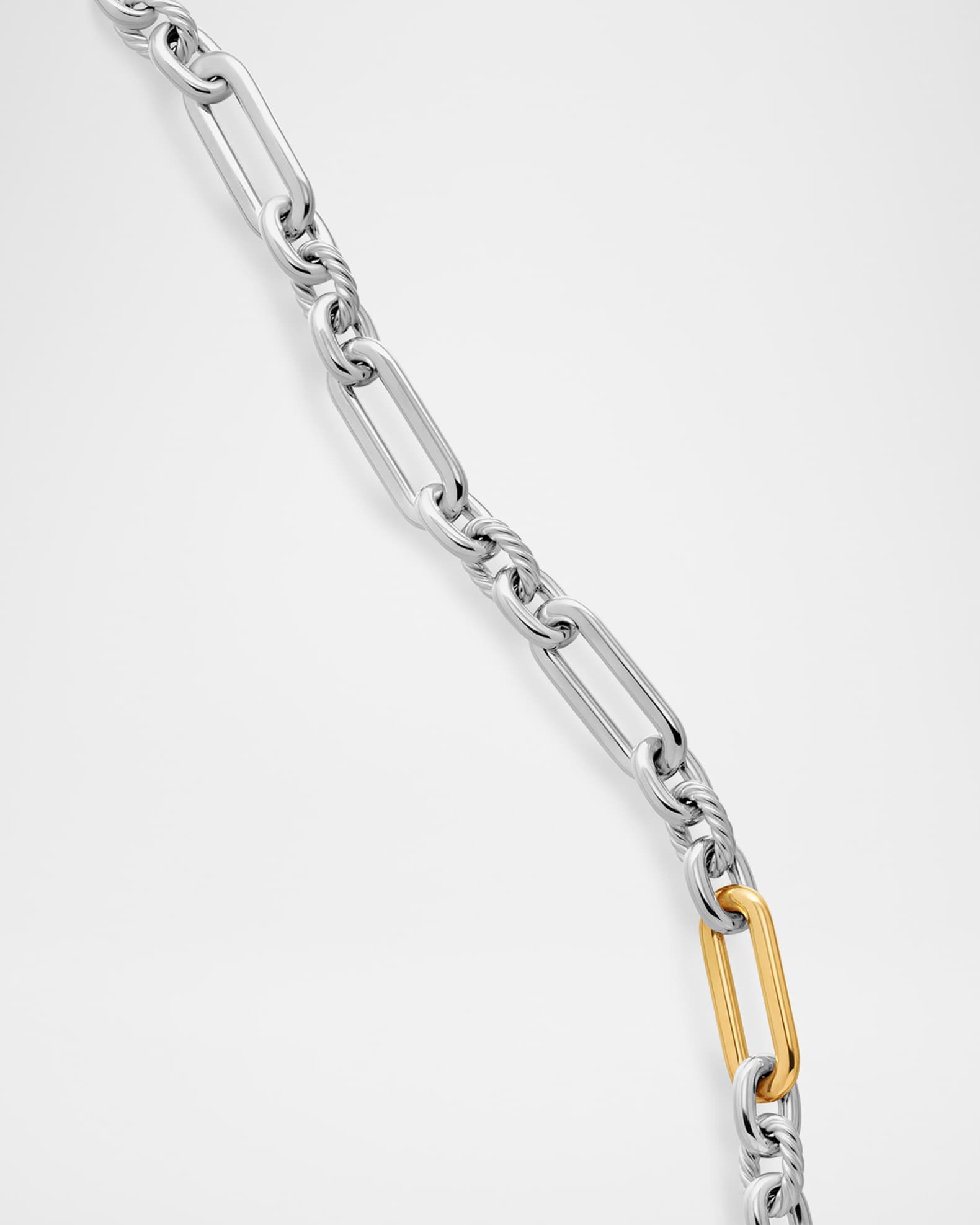 David Yurman 9.8mm Lexington Chain Necklace in Silver and Gold, 18"L Neiman Marcus