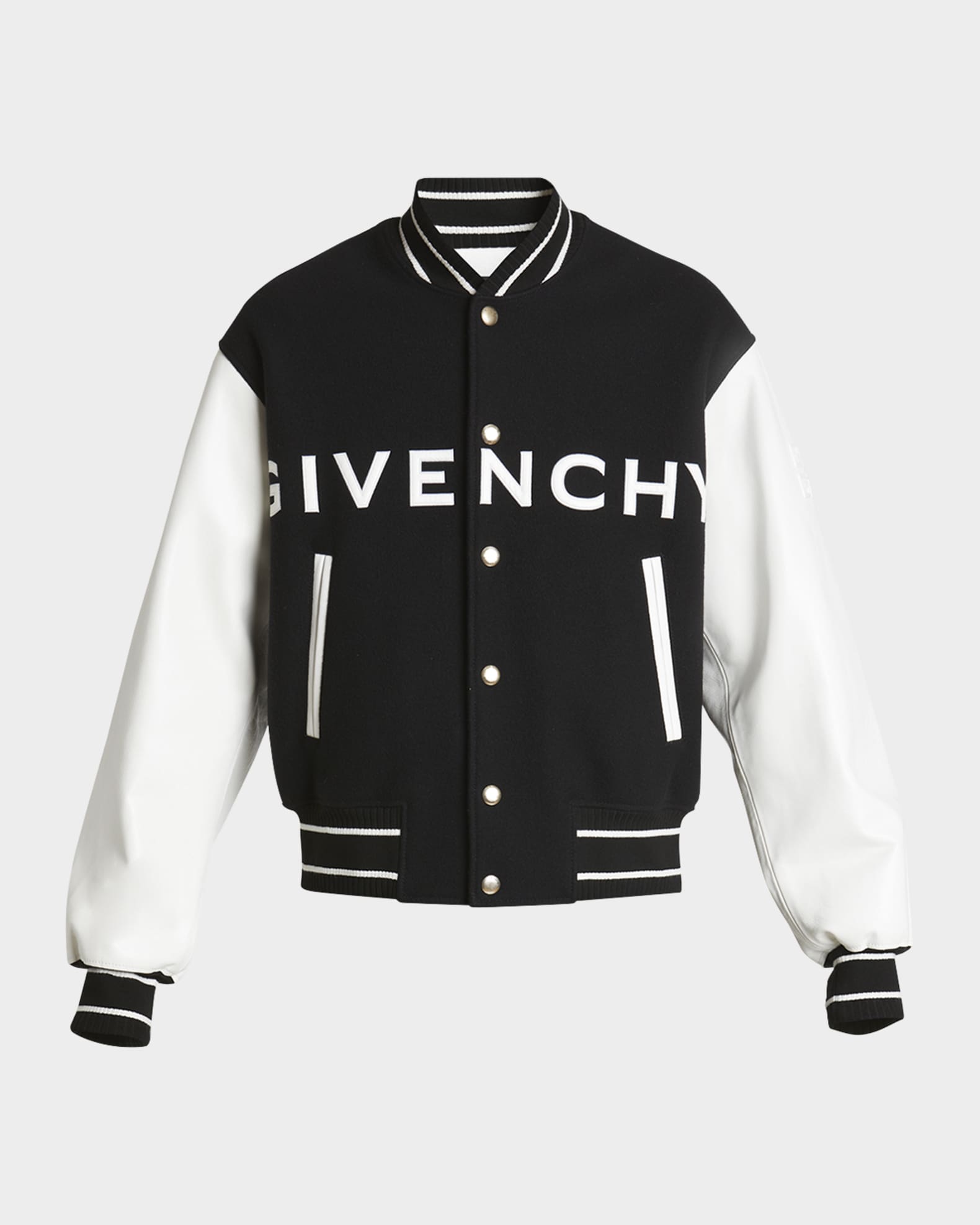 Givenchy Men's Wool-Leather Logo Varsity Jacket | Neiman Marcus