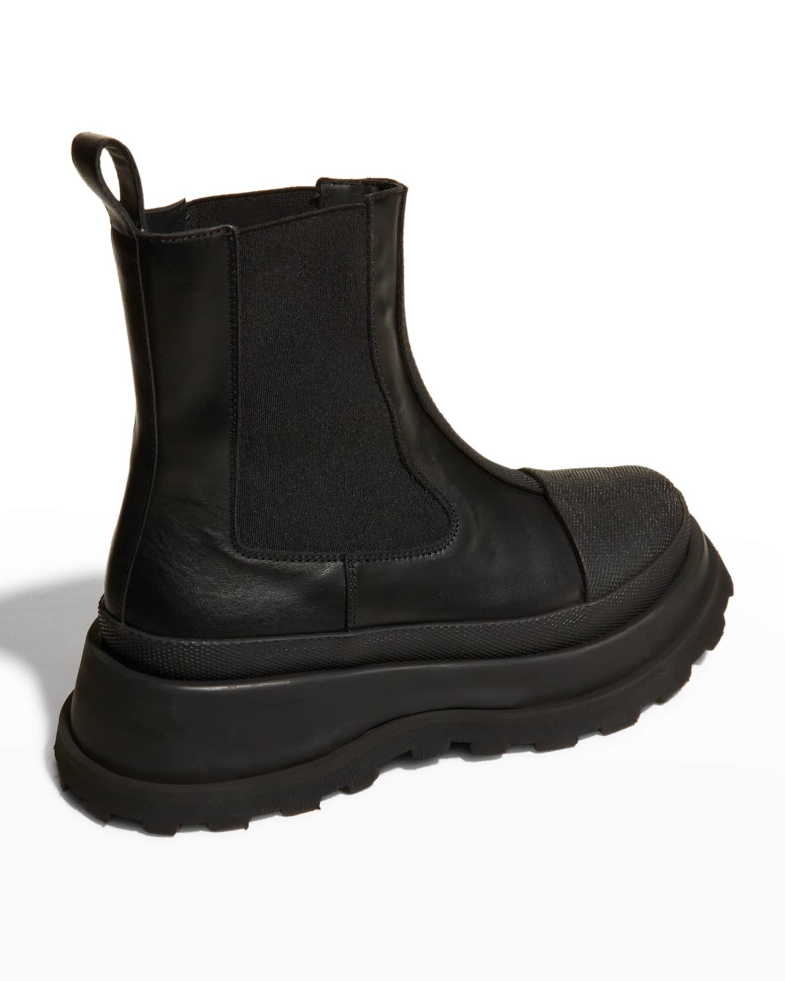 Jil Sander Boston Mesh Leather Chelsea Boots | Neiman Marcus