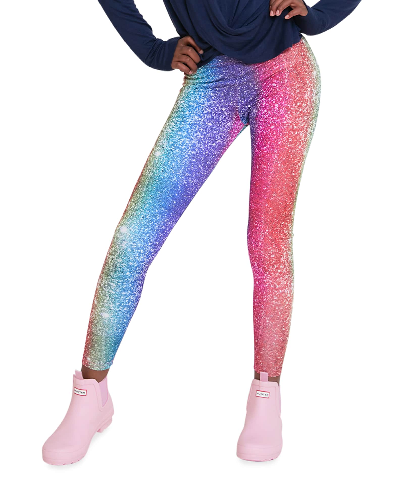 Girl s Rainbow Glitter Leggings Neiman Marcus