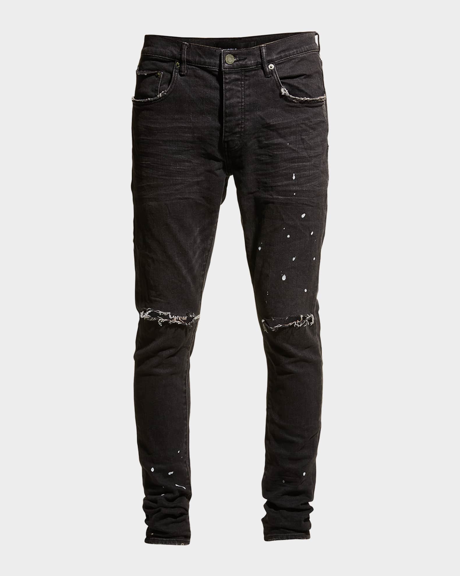 Mens distressed paint splatter jeans sale
