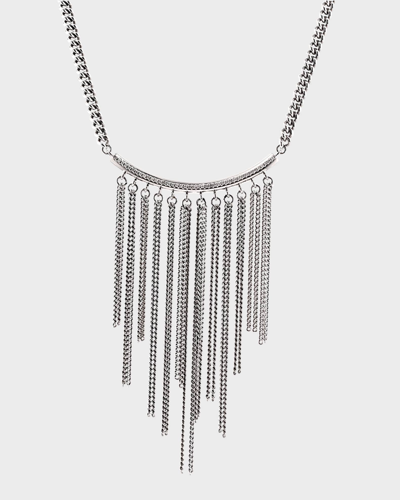 Sheryl Lowe Sterling Silver 4mm Fringe Smile Necklace with Diamonds ...