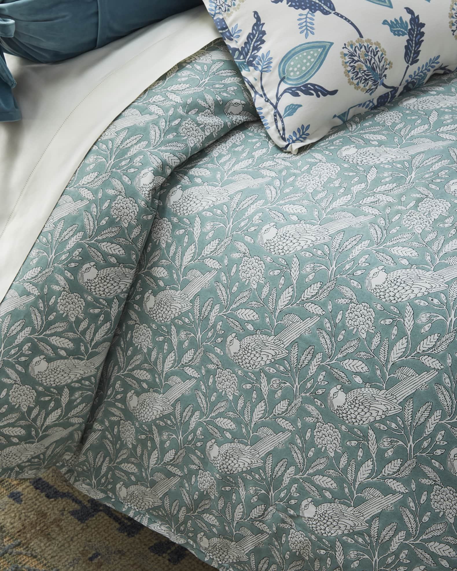 25 Mackenzie Lane Spa Bird Print Printed Duvet Cover, KING Neiman Marcus