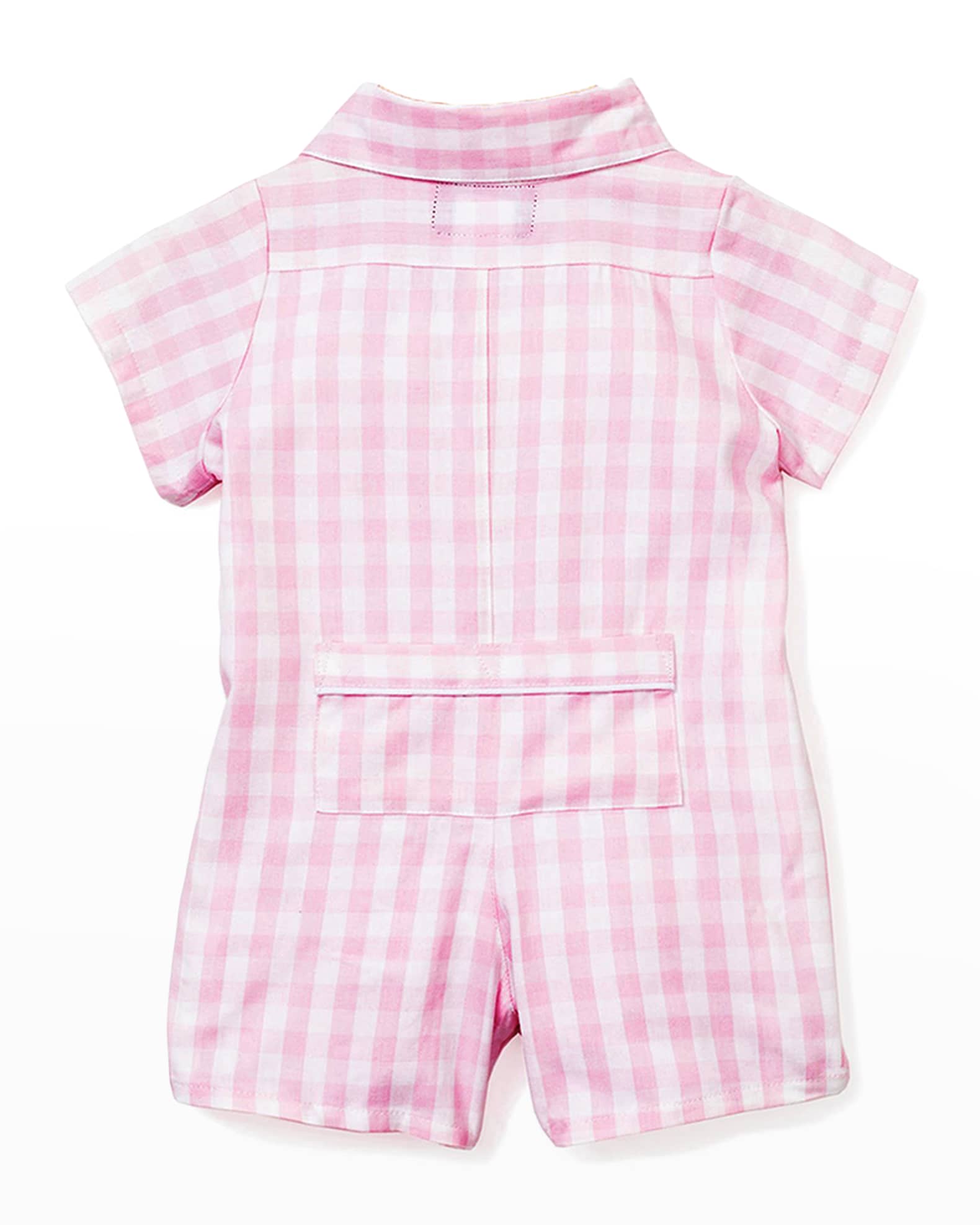 Girl's Short-Sleeve Gingham Romper, Size Newborn-24M 1