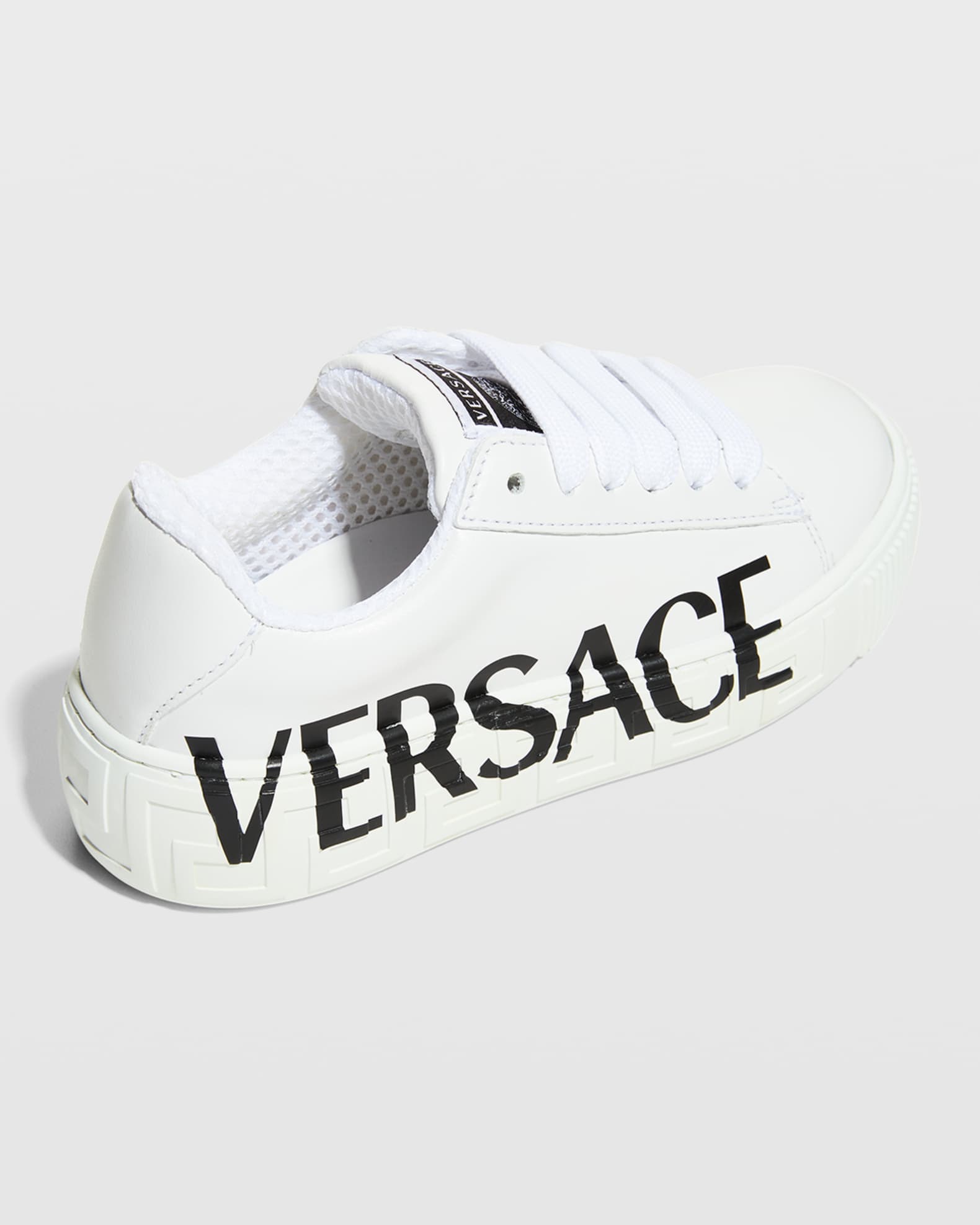 Versace Kid's Greca Logo Leather LowTop Sneakers, Toddlers Neiman Marcus