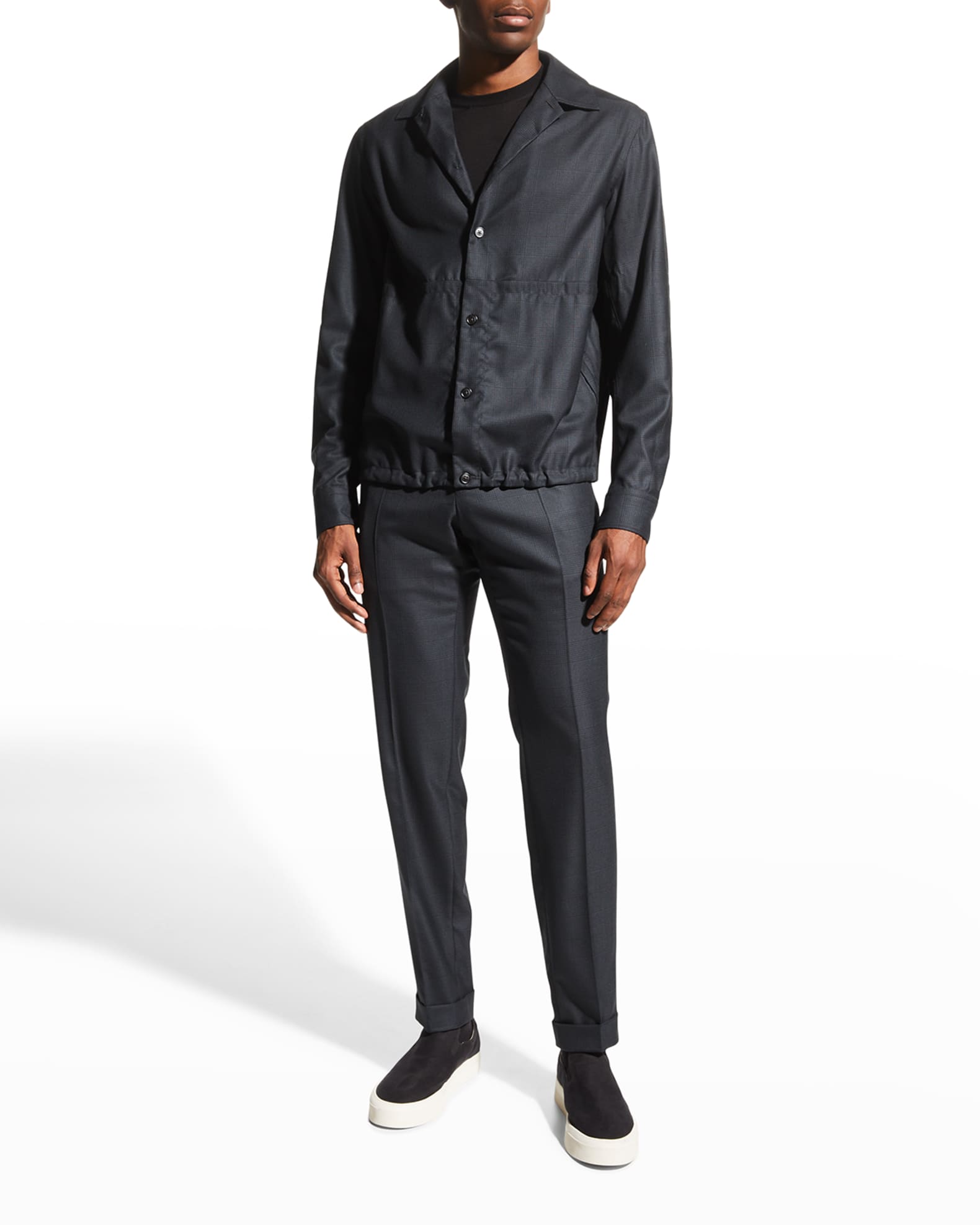 ZEGNA Men's Prince of Wales Wool-Silk Trousers | Neiman Marcus