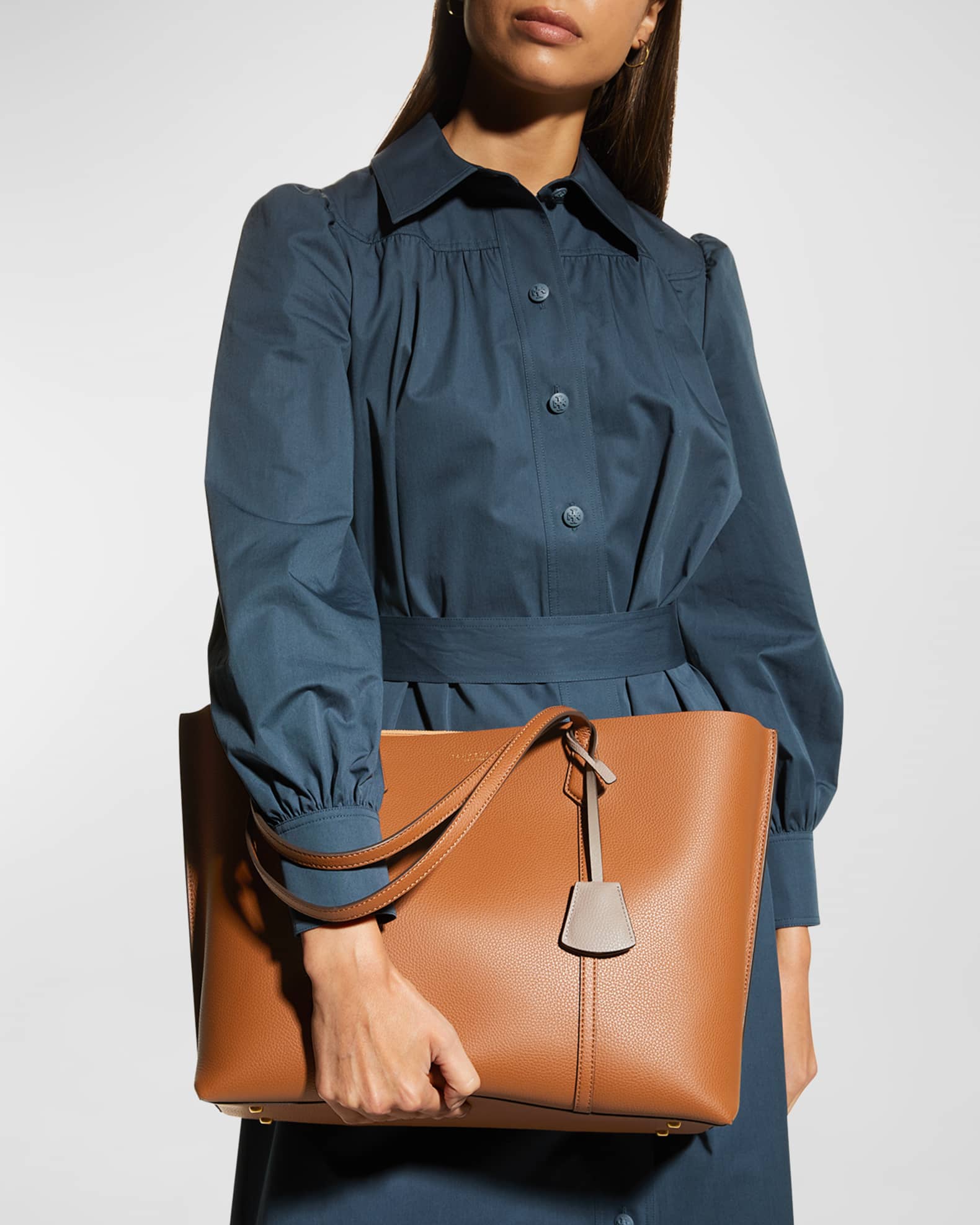 Tory Burch Perry Leather Shopper Tote Bag Neiman Marcus