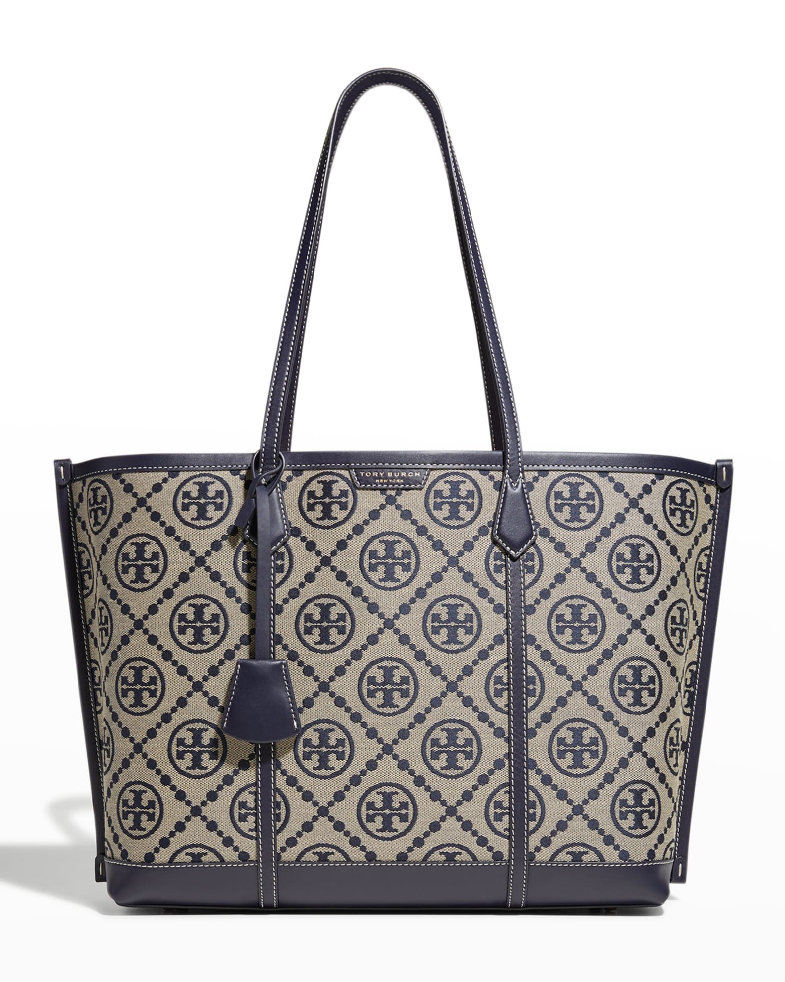 Tory Burch Perry T Monogram Jacquard Shopper Tote Bag Neiman Marcus