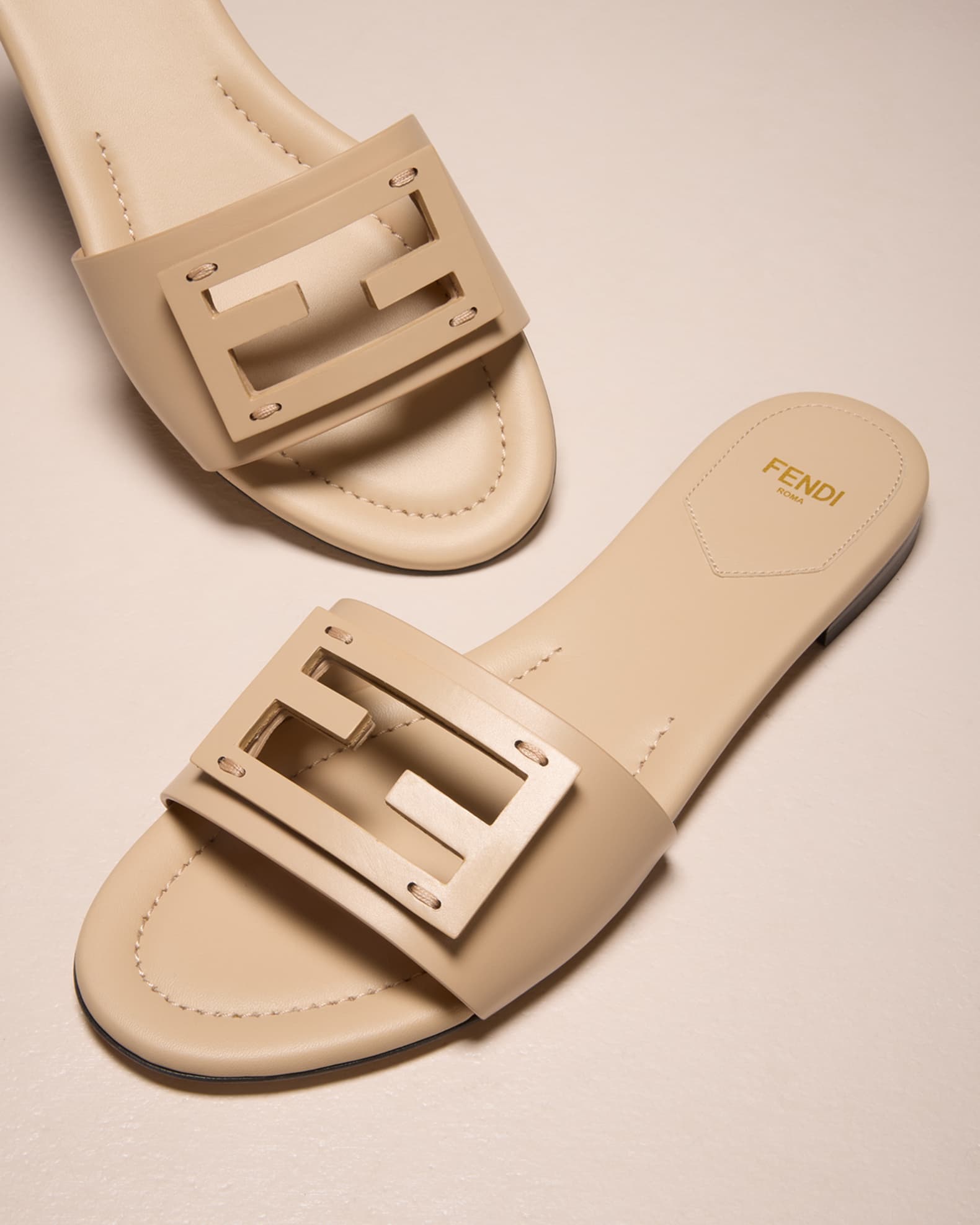 Fendi FF Tube Medallion Flat Sandals | Neiman Marcus Fendi FF Tube Medallion Flat Sandals | Neiman Marcus