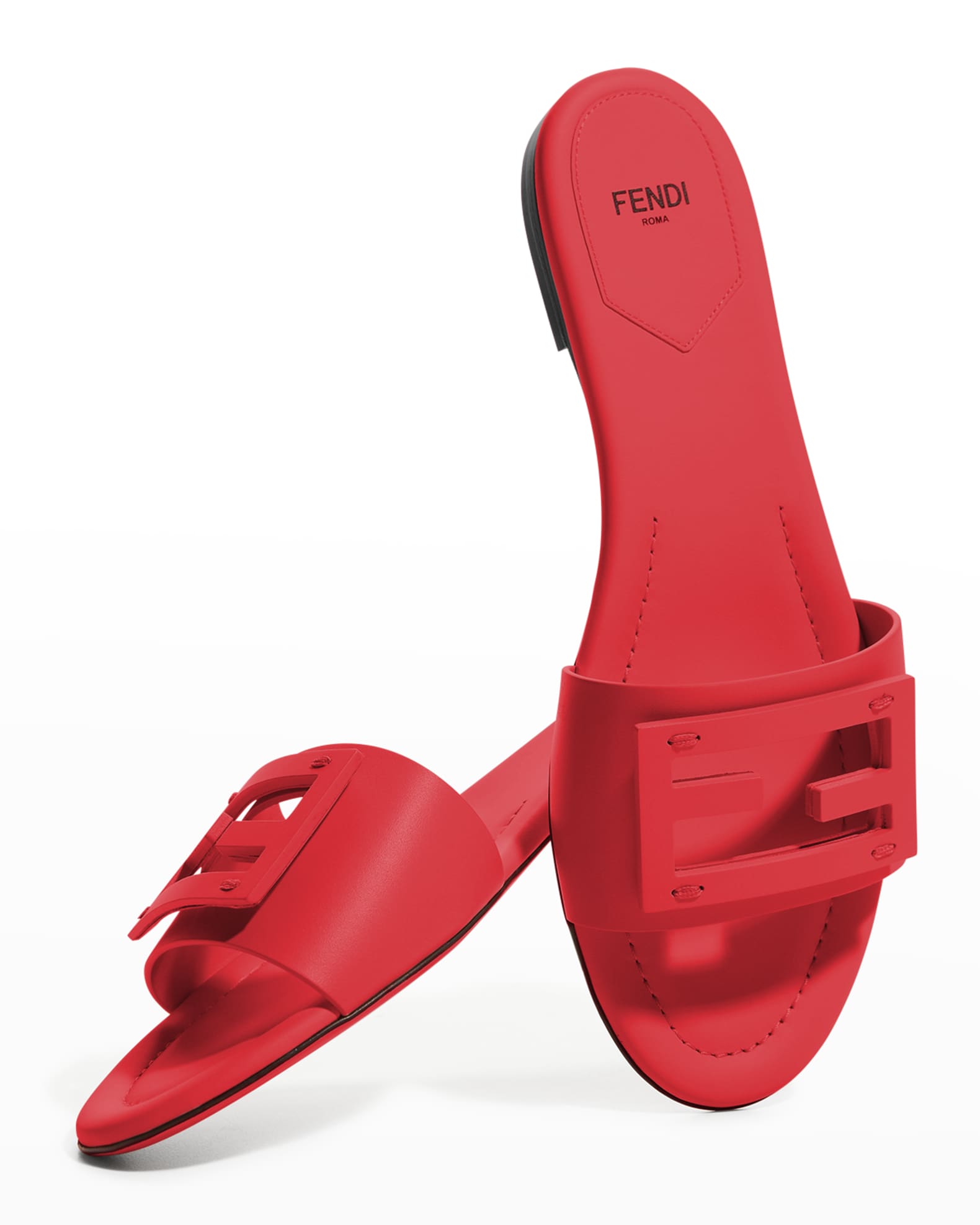 Fendi FF Tube Medallion Flat Sandals Neiman Marcus