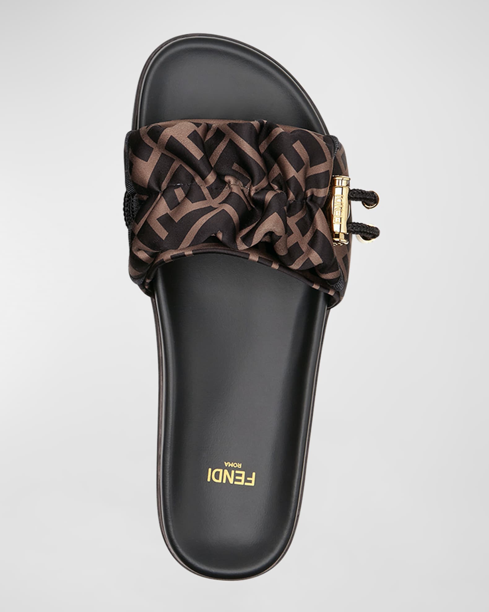 Fendi Satin Slides Brown