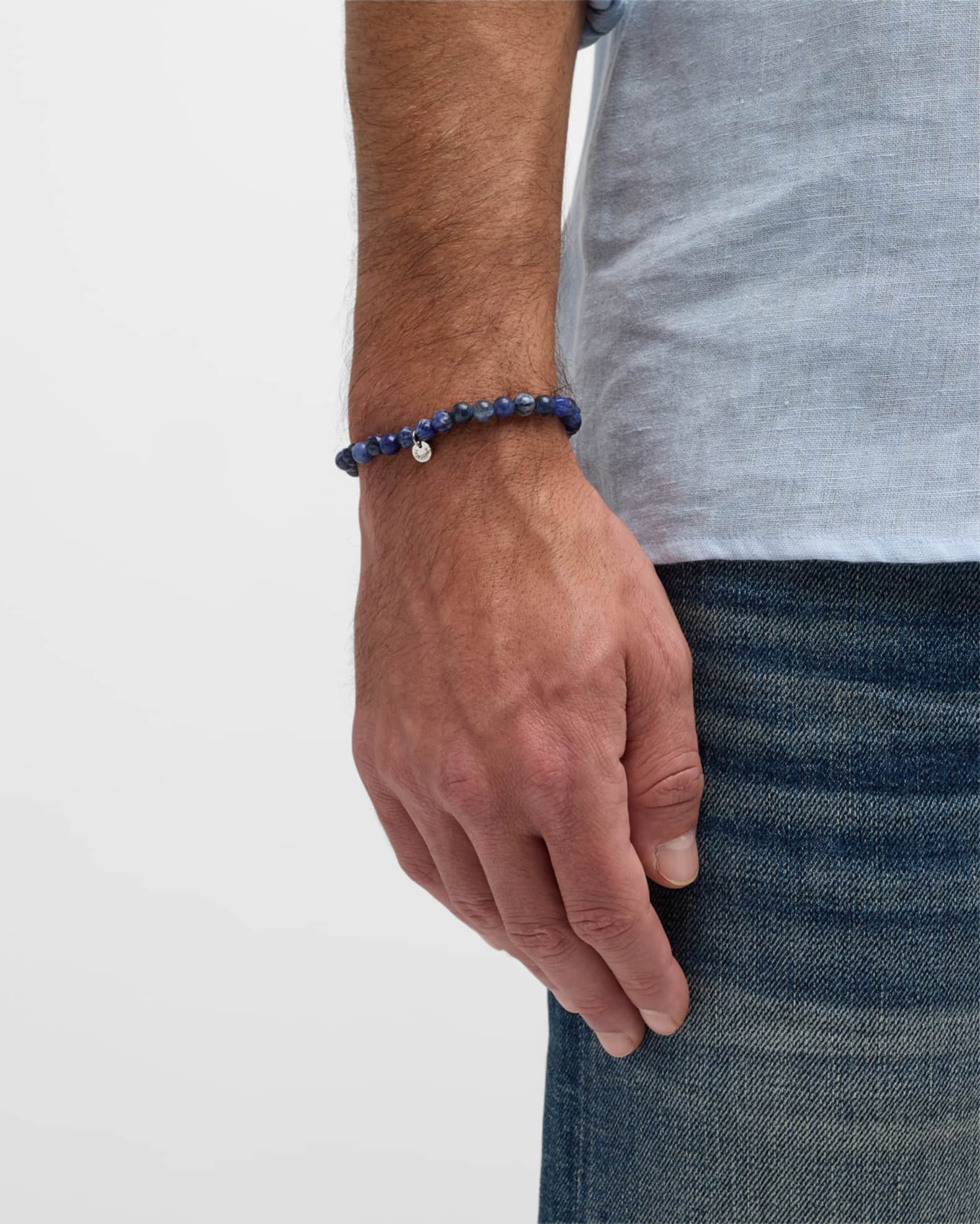 Men's Sodalite & Millefiori Bead Bracelet, Size S-XXL 1
